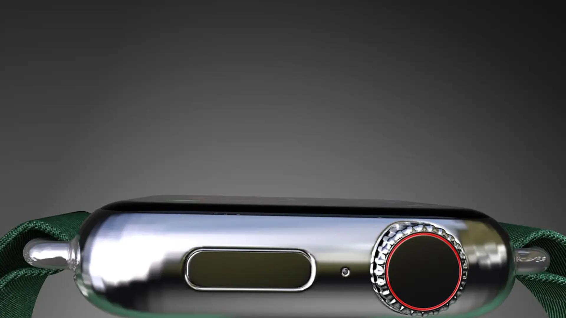 Side view of Apple Watch dial and button