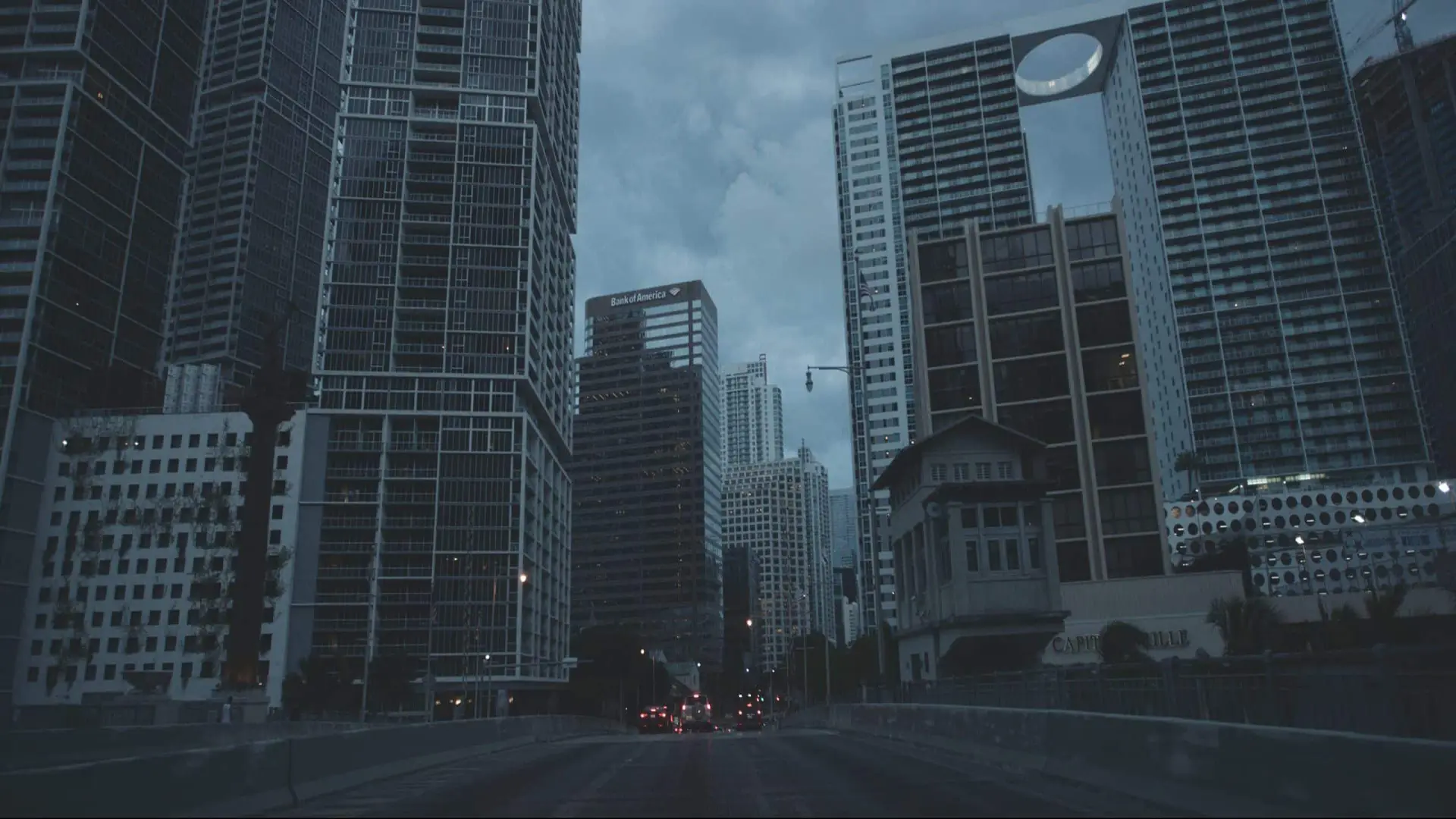 Road through a city