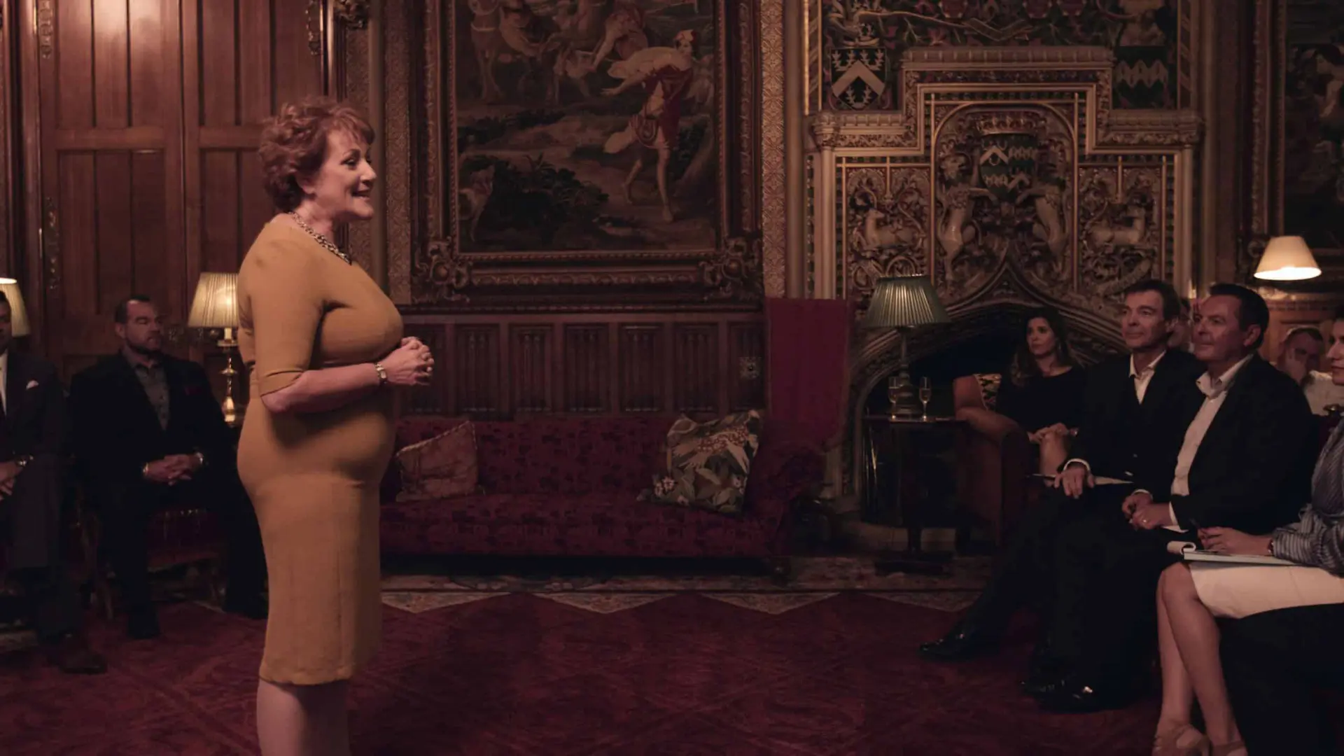 Top Recruiter cast filming inside a castle drawing room in England
