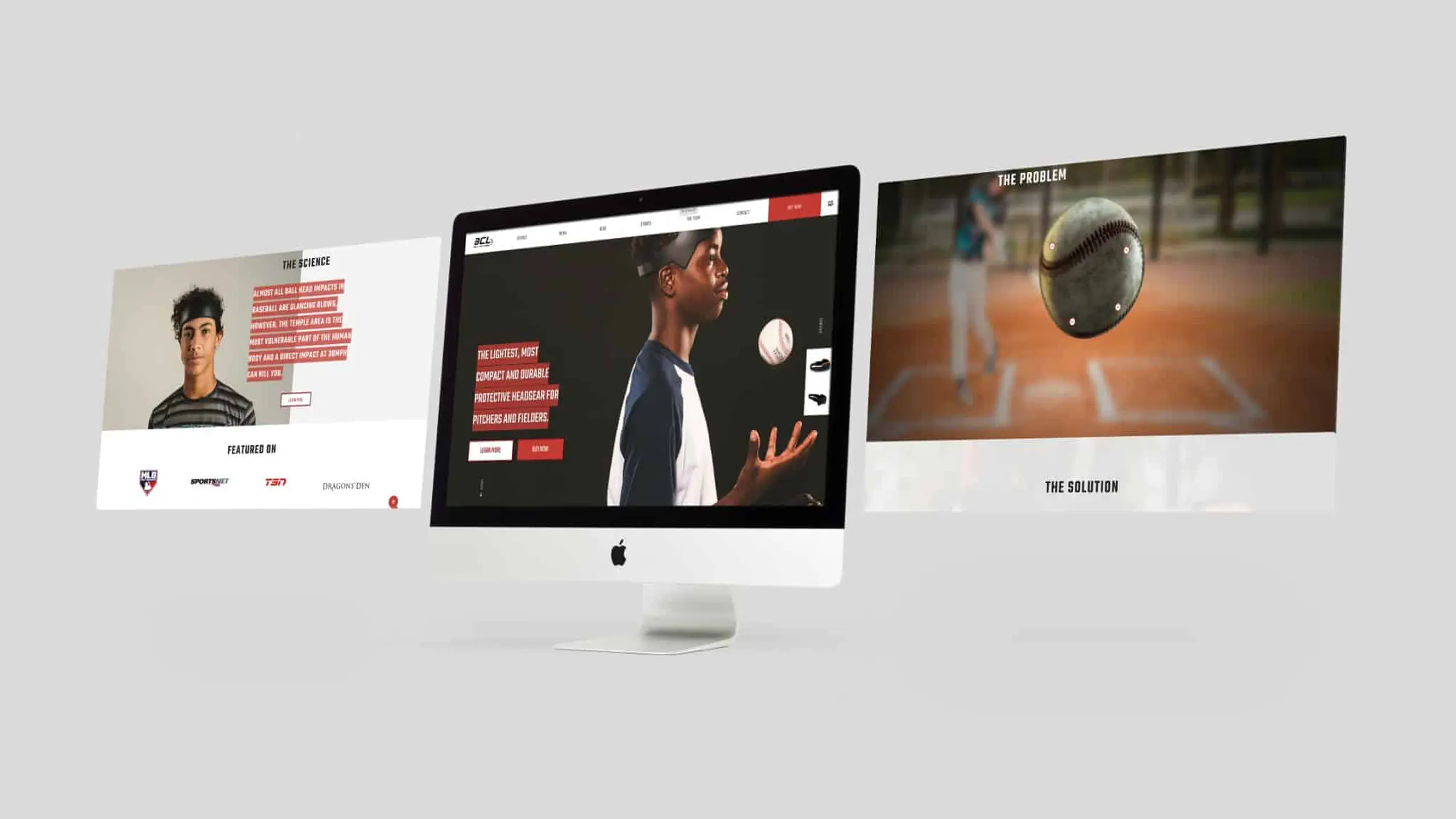 cis-portfolio-bcl-ball-cap-liner35 Website screenshots on an Apple monitor with two other related images