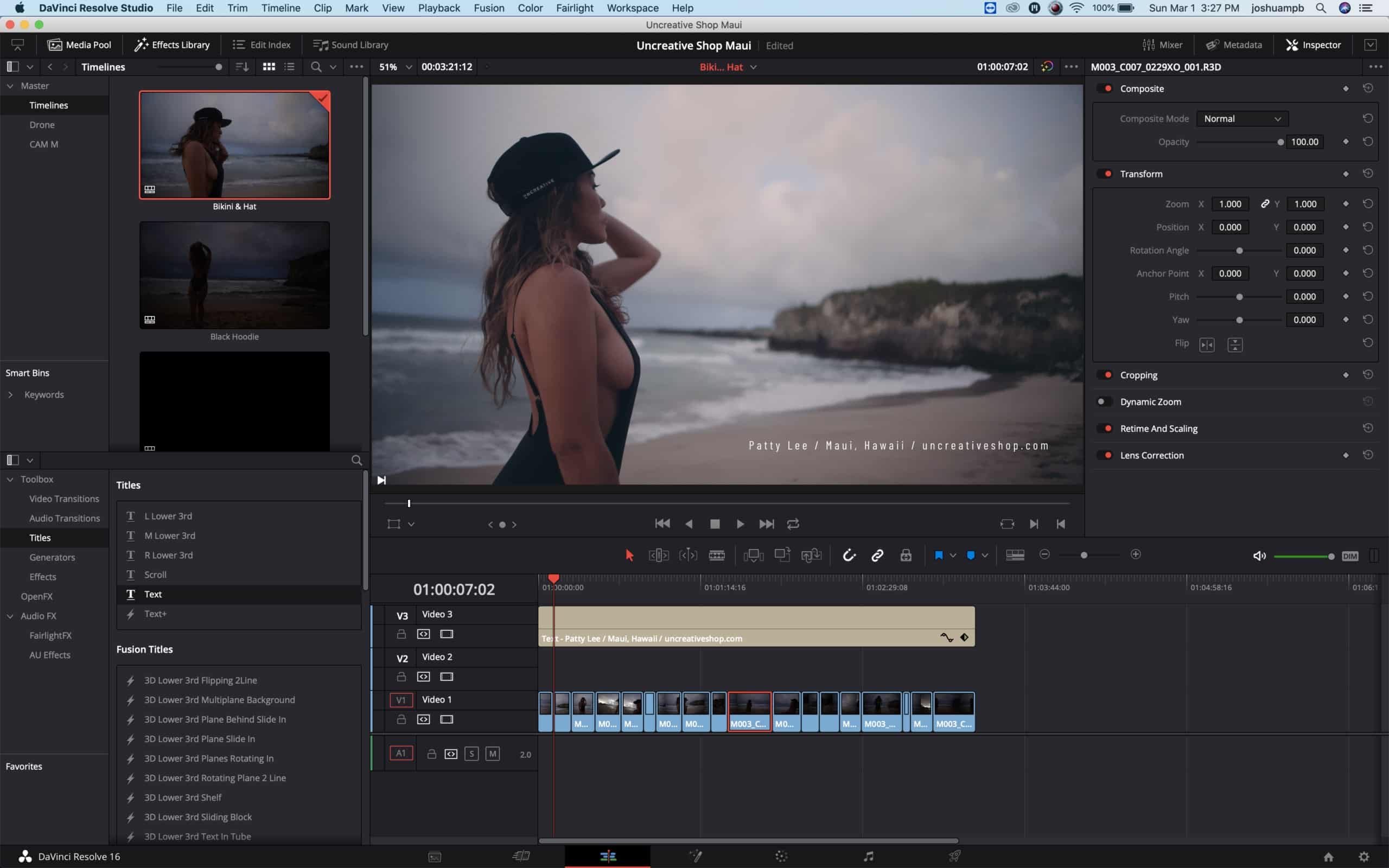 Screenshot of video editing software on a computer display