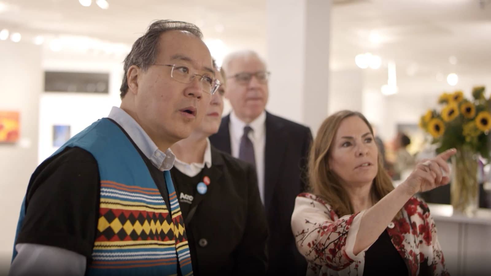 The Kennedy Center The Kennedy Center The Kennedy Center with artist Yo Yo Ma Two women and two men discussing something