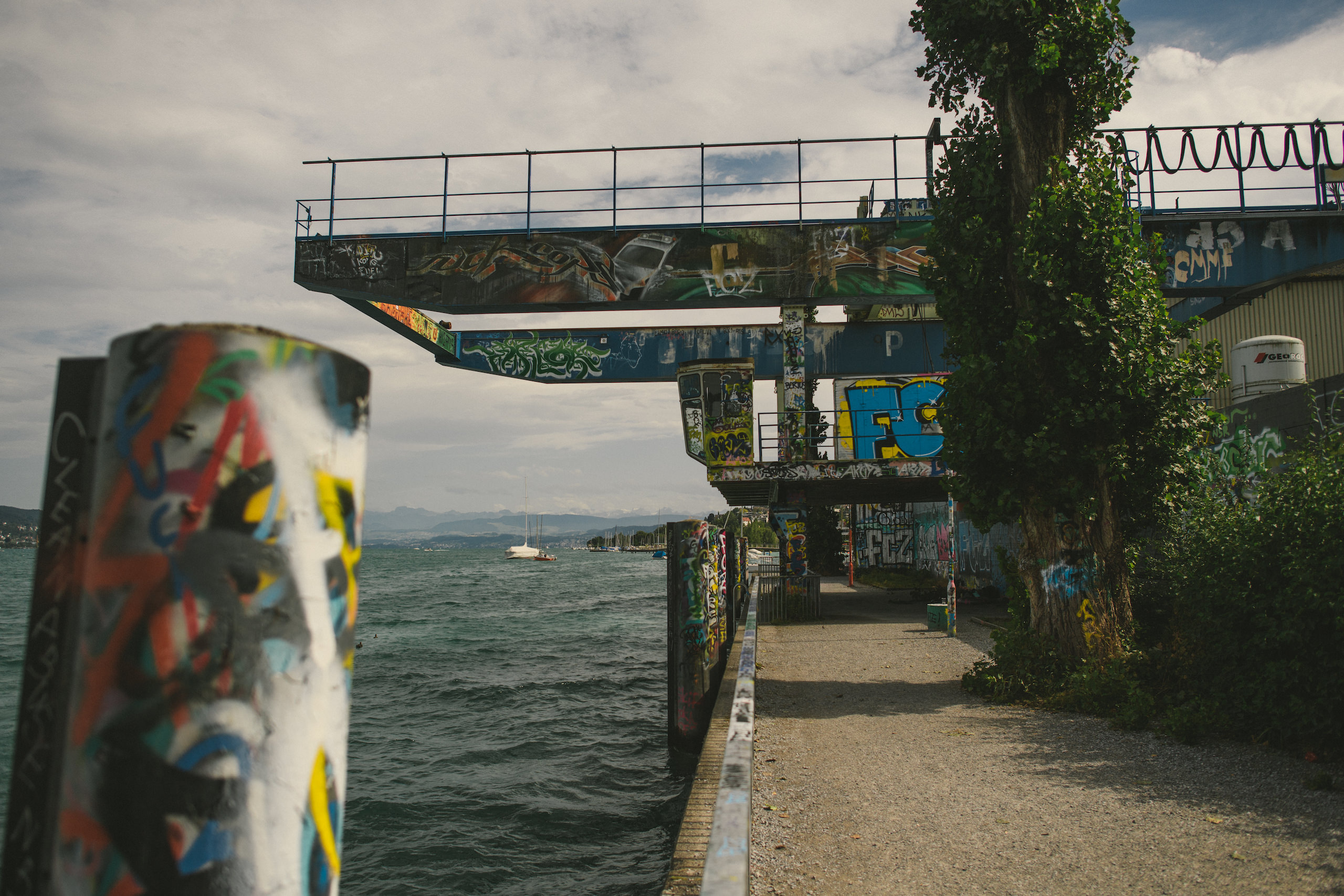 IU C&I Studios Portfolio Magic Leap Artwork on display on a pier near water