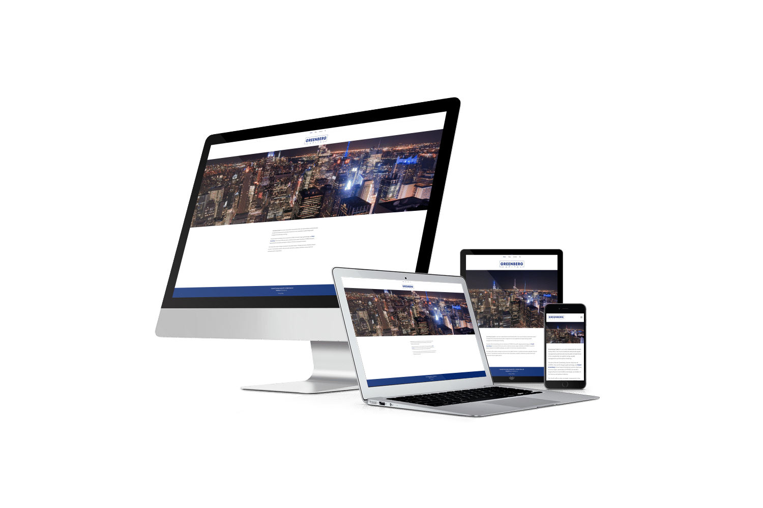 Greenberg Capital site on display in various media formats