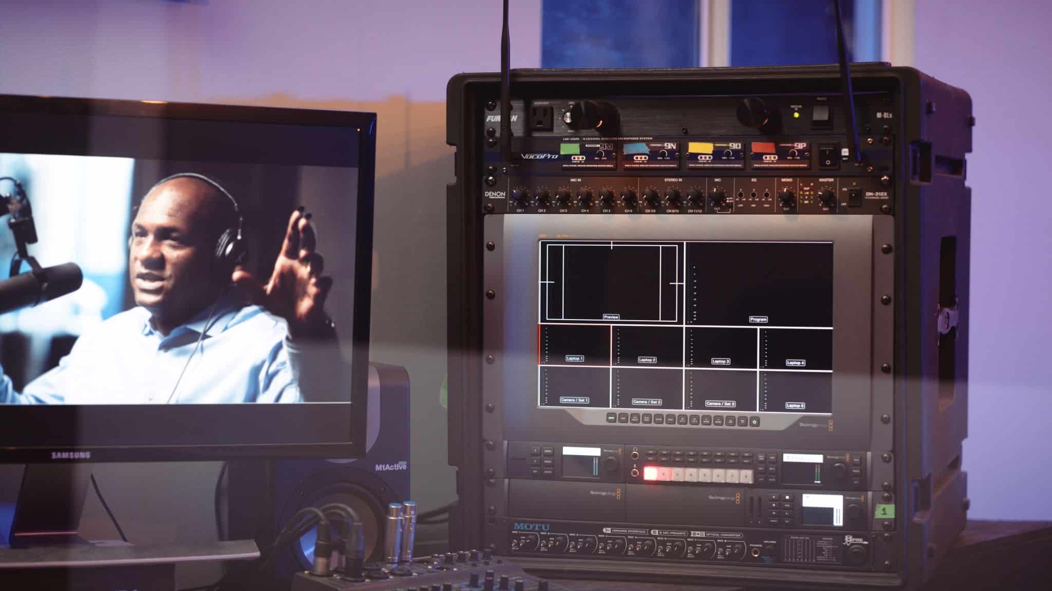 Podcast studio on display