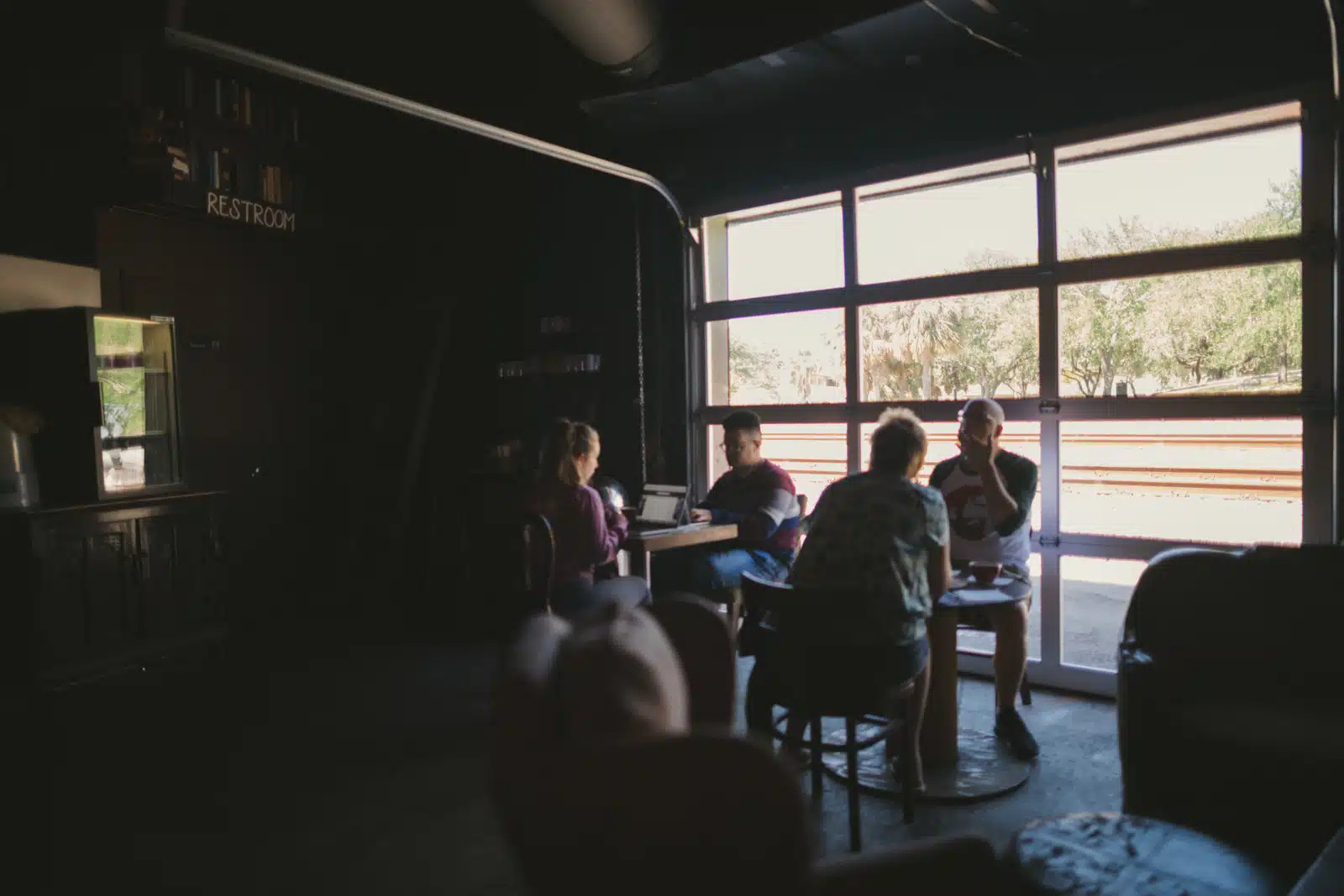 View of people sitting in a cafe at studios. Blog Performance