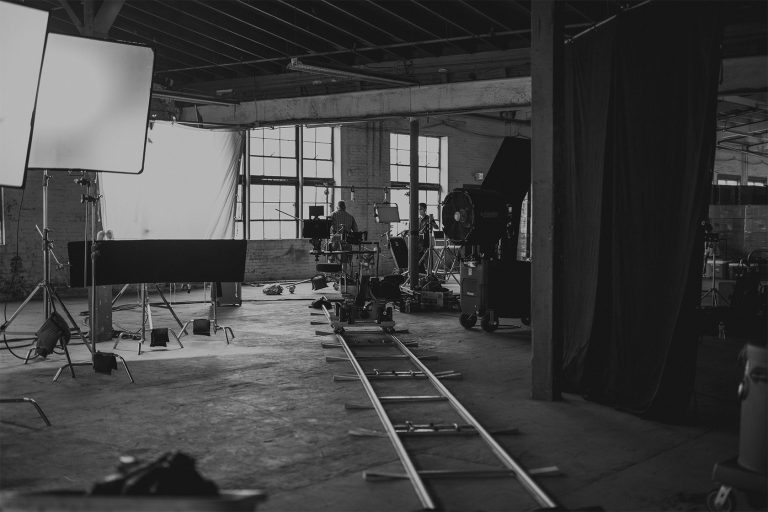 IU CI Studios Black and white documentary bts Set with crew