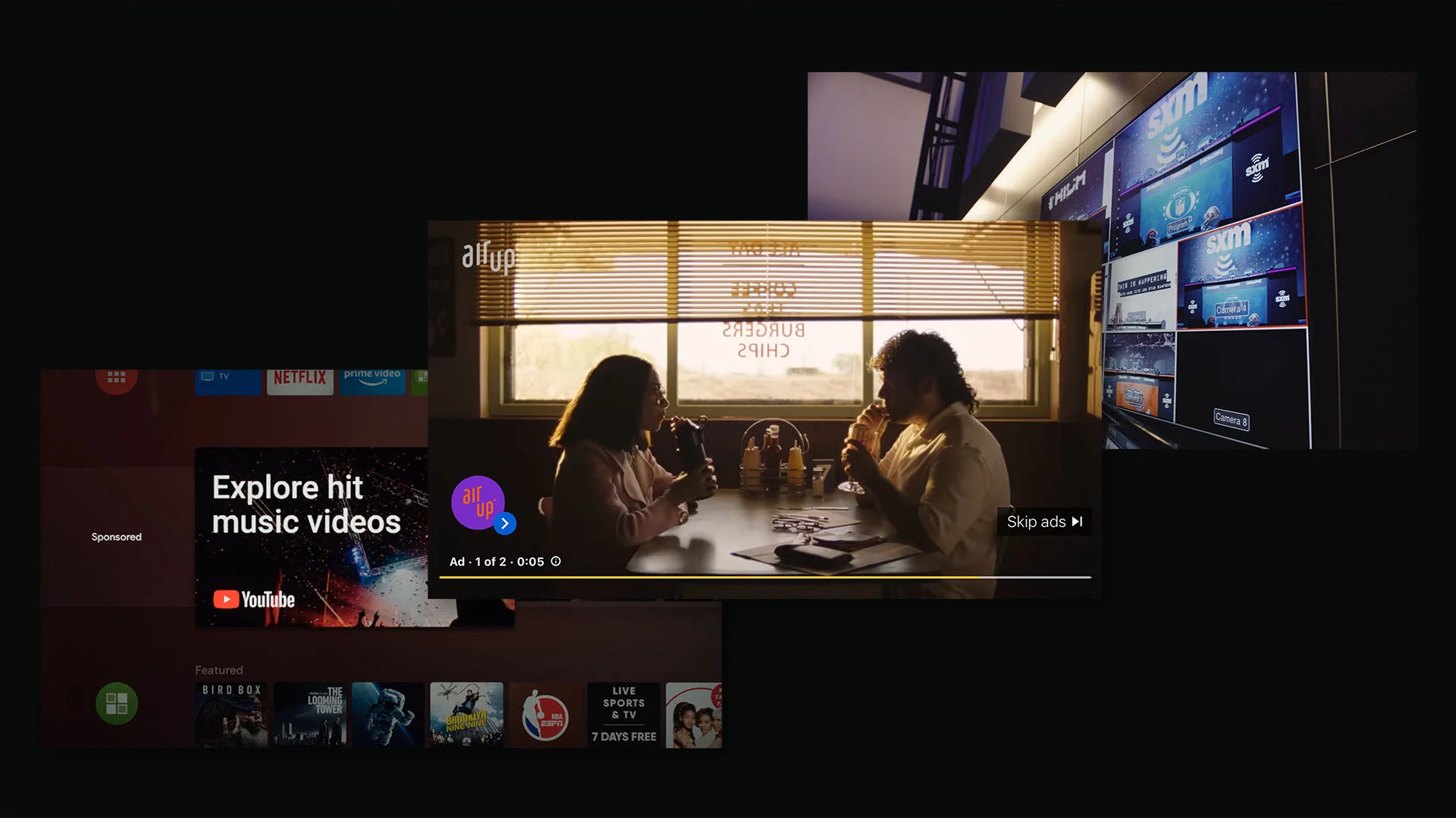 Two women sitting at a table talking. political campaign