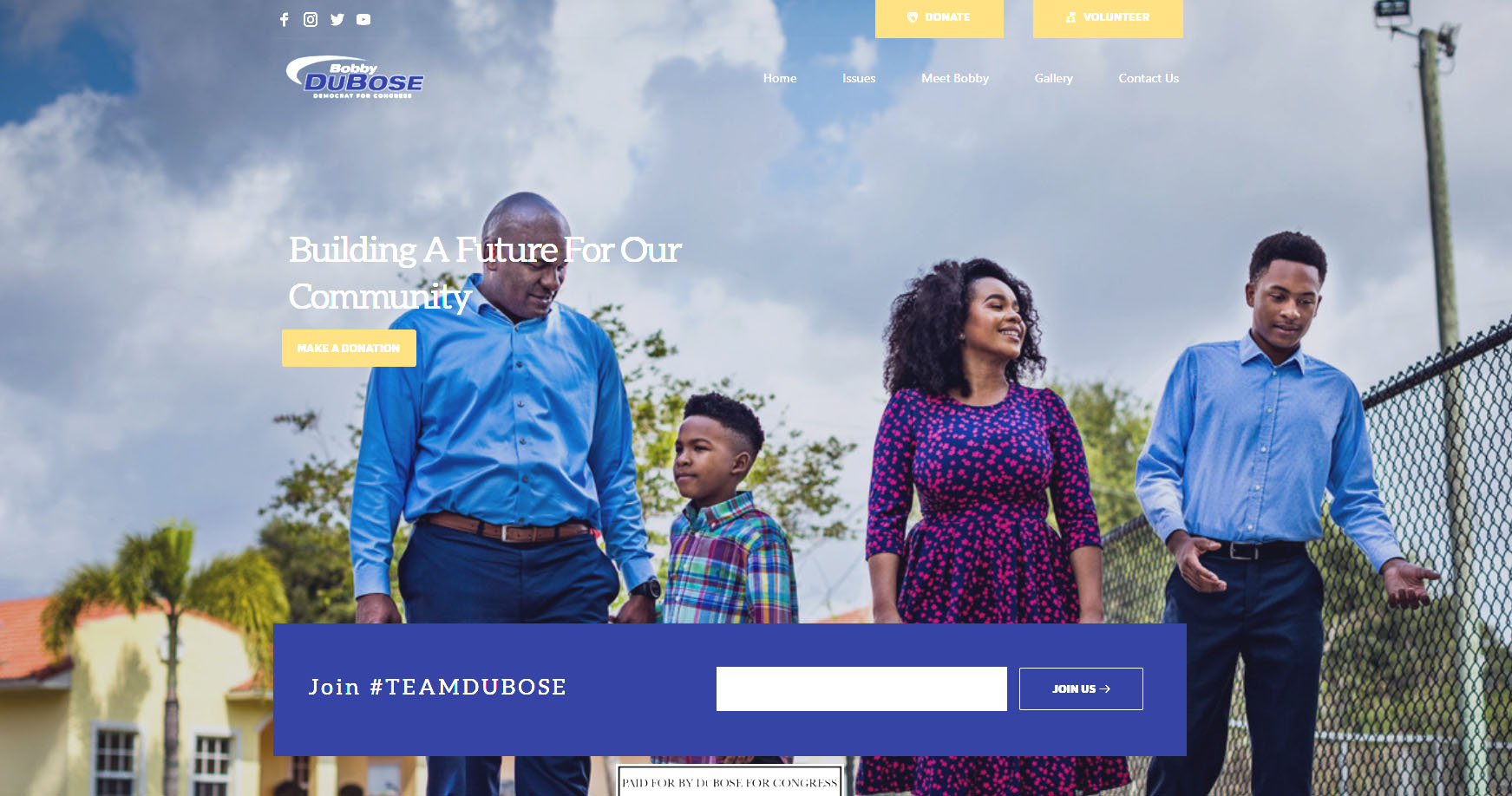 Screenshot of the Bobby Dubose for Congress website. political campaign