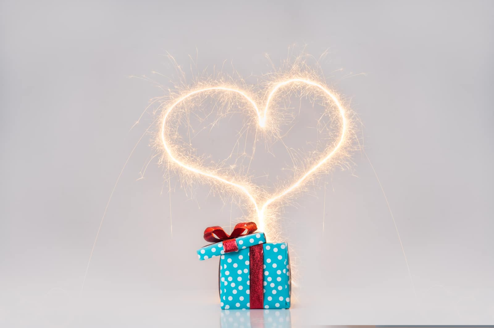 Gift box with sparkling heart