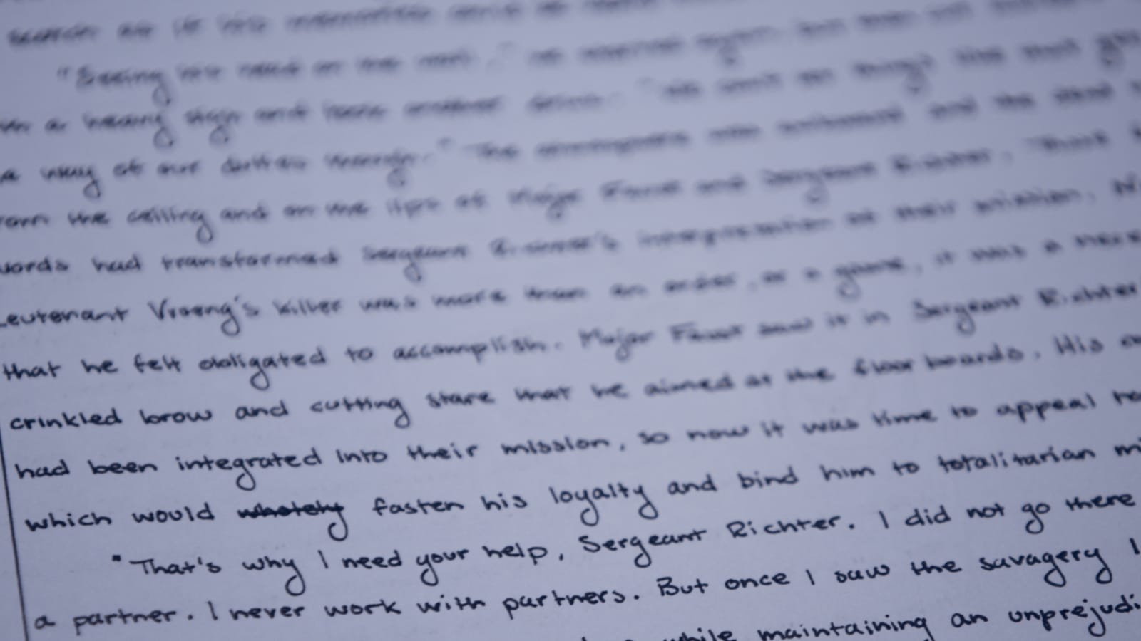 Closeup of handwritten lyrics