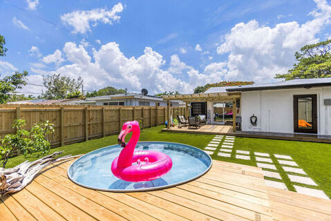 Farmhouse style with a cowboy pool pool