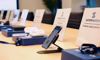 Various SaferWatch devices on display