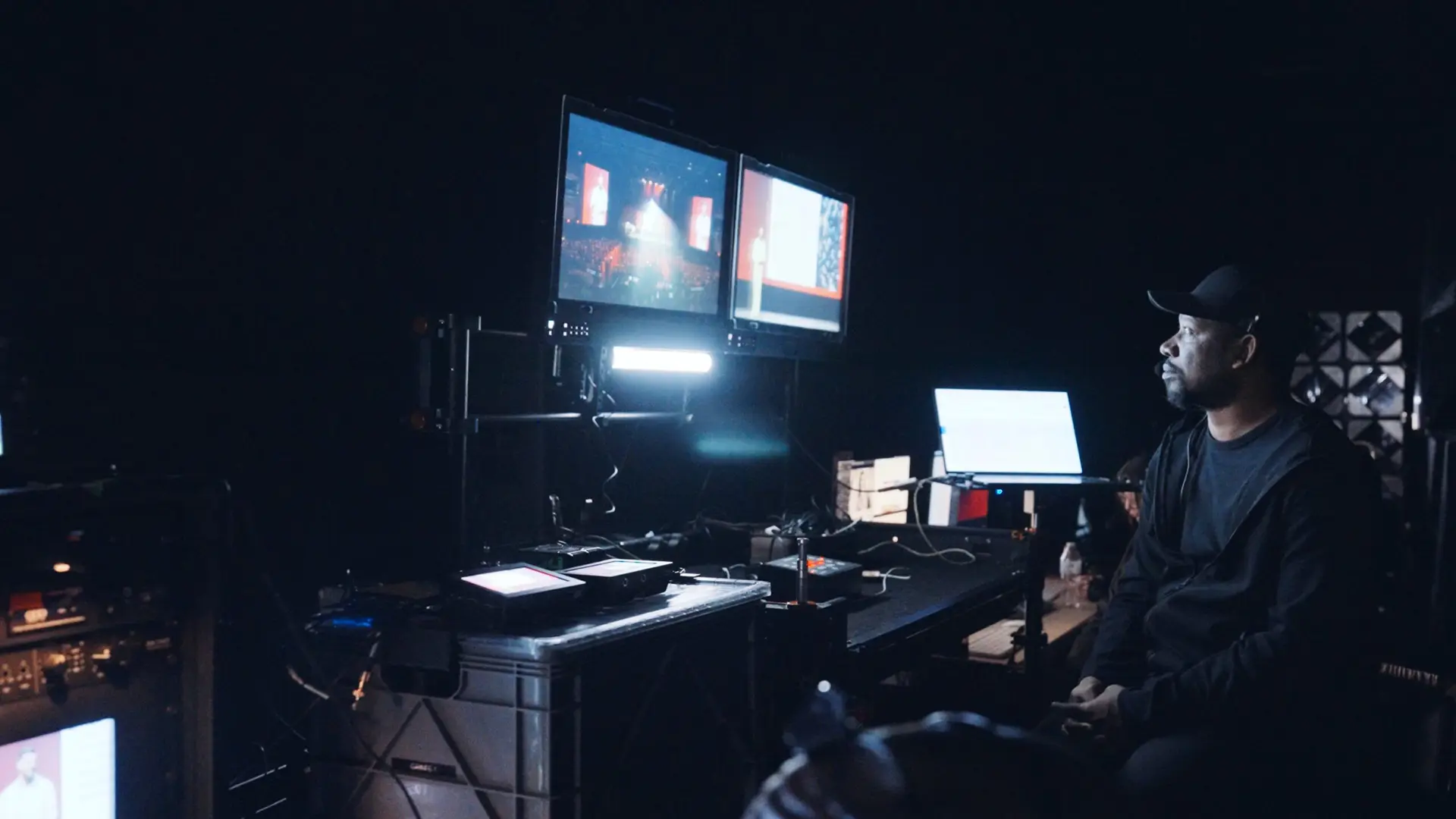 H&M 83 Side profile of Joshua working behind the scenes