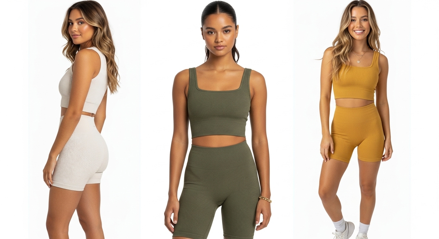 Three girls modeling atheltic wear