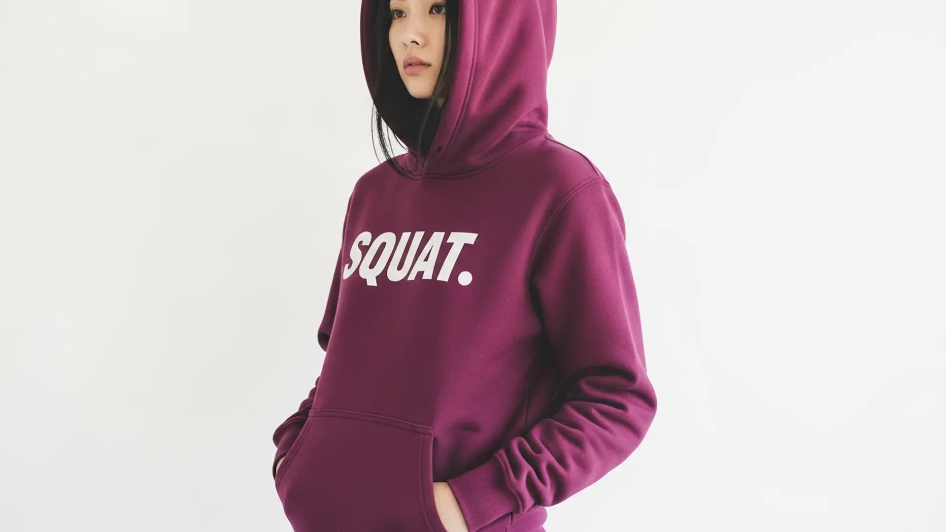 One girl modeling a hoody