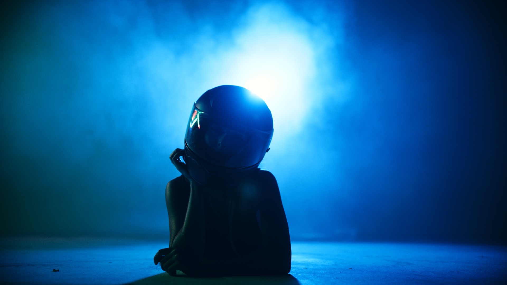 Beatriz Corbett Model Profile Video Production 11 Beatriz Corbett model profile motorcycle shoot with blue lighting at C and I Studios