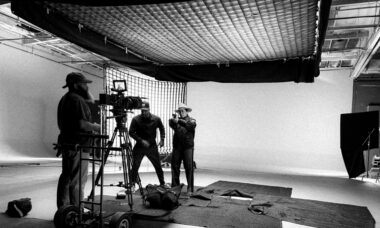 Los Angeles film production studio crew on stage for NEWBORN