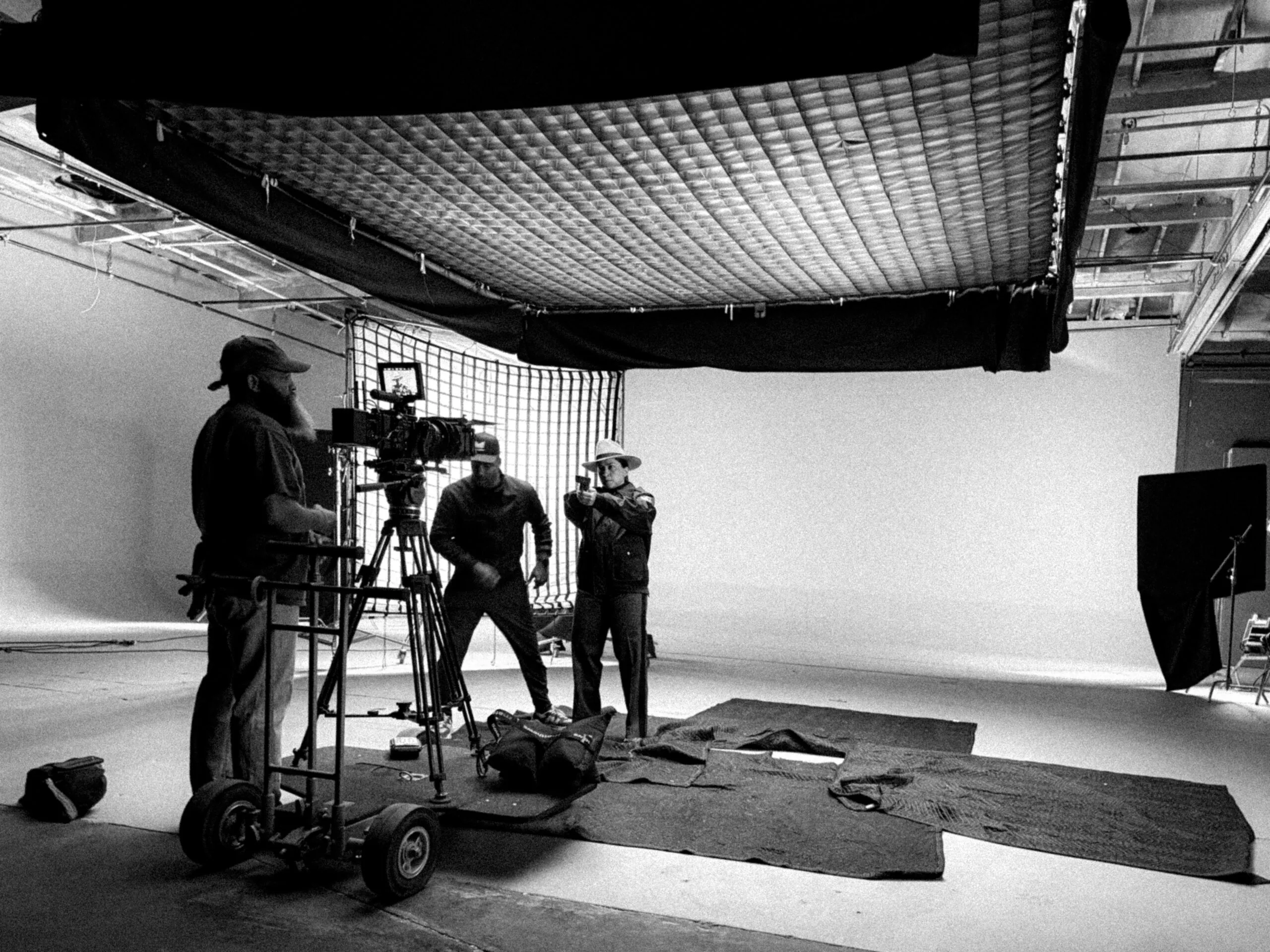 Los Angeles film production studio crew on stage for NEWBORN