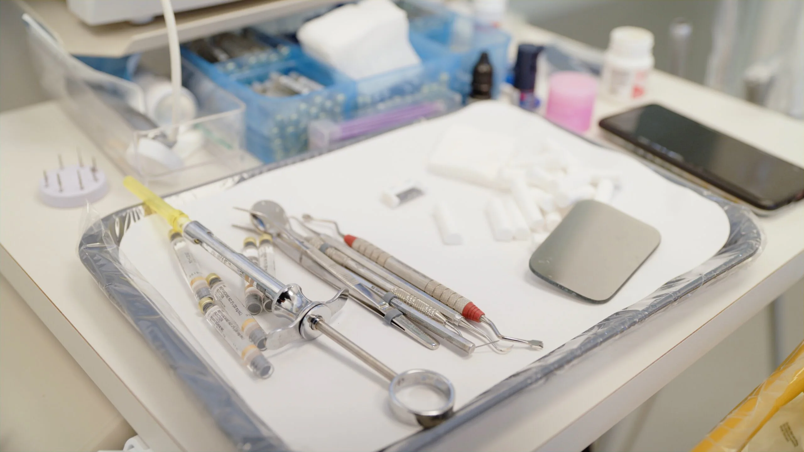 Dental instruments tray cosmetic dental video production
