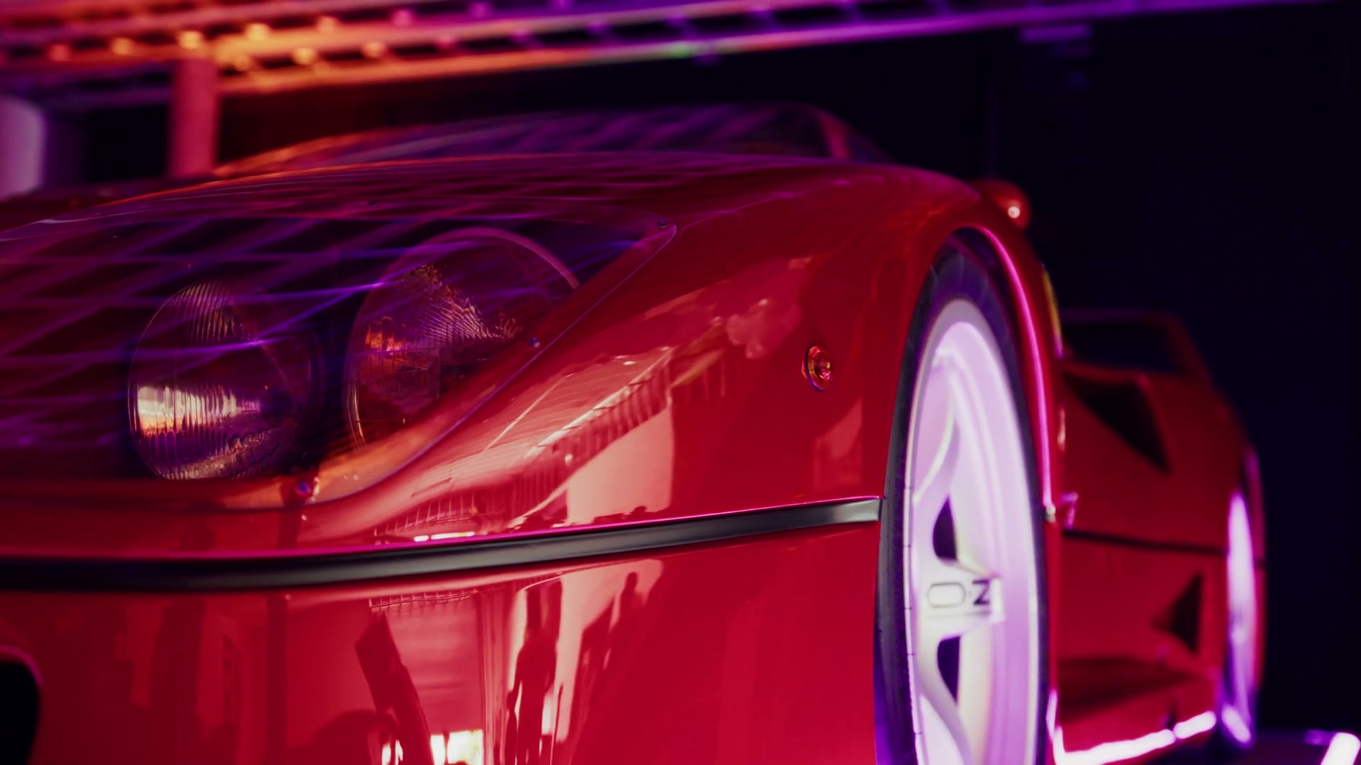 Ferrari F40 headlight detail shot — Schaltkulisse Miami video production