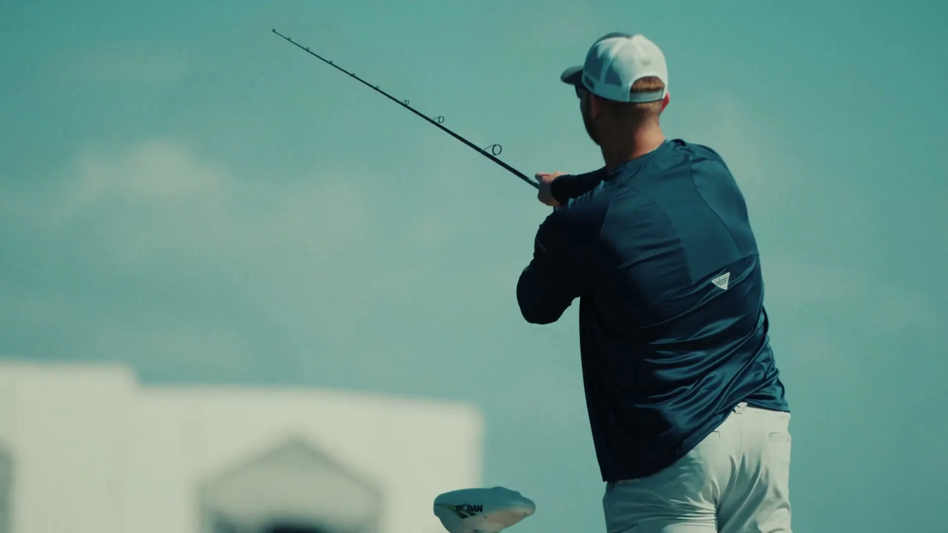 Columbia PFG: Pete Alonso 9 Pete Alonso casting a fishing rod on Tampa Bay