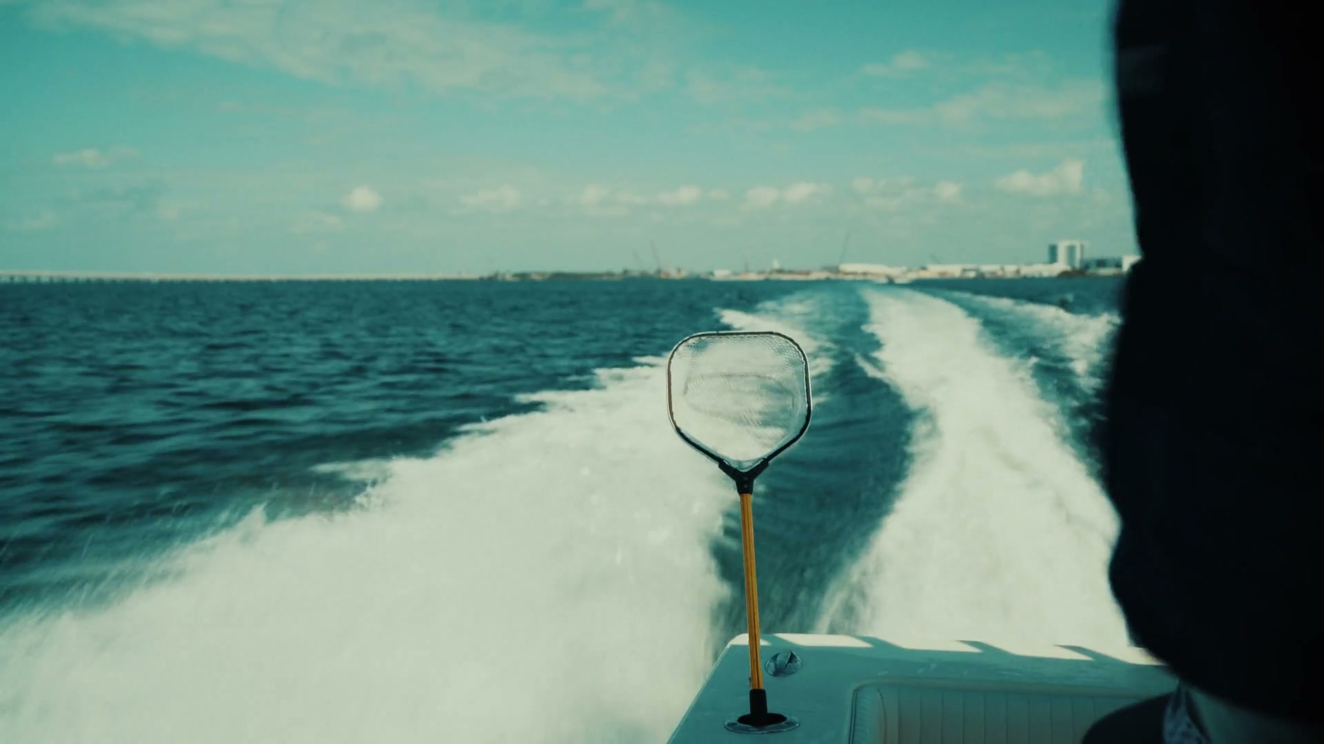 Columbia PFG: Pete Alonso 4 Boat wake across Tampa Bay during the Columbia PFG fishing shoot