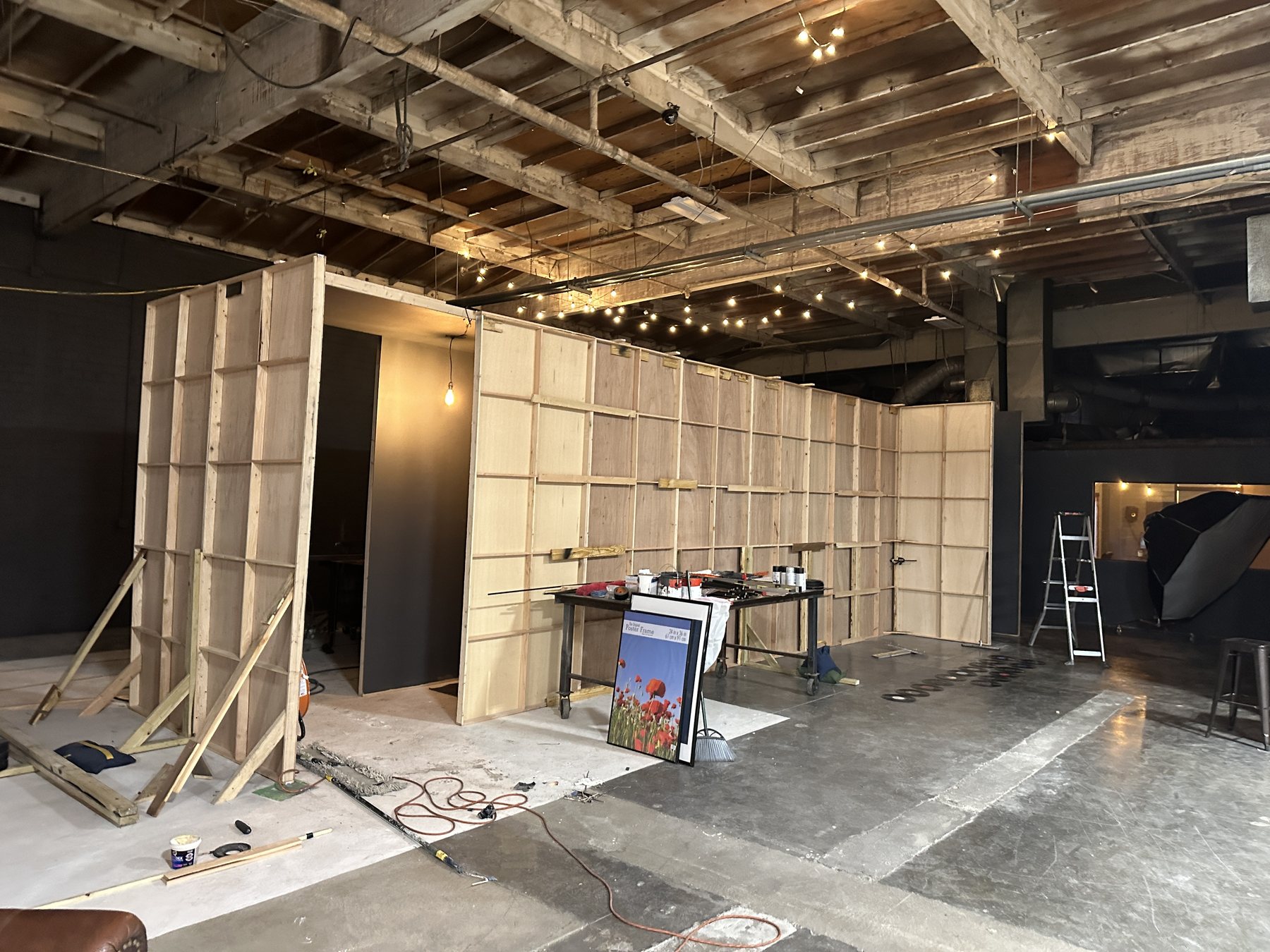 For Niko 5 Set walls under construction in the C&I Studios Los Angeles studio for For Niko