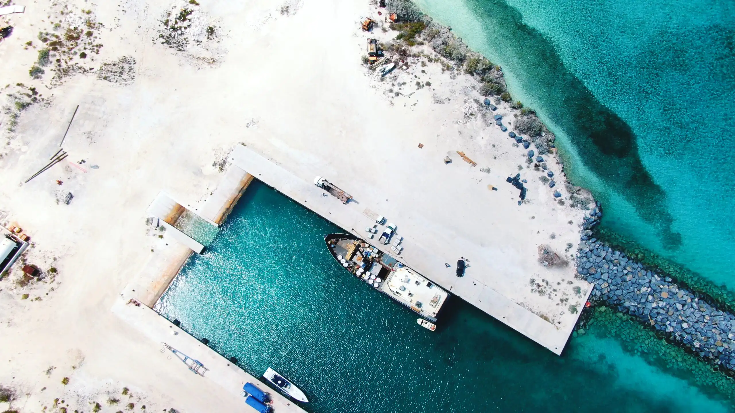 Marina Bland at Ragged Island 15 Aerial view of the Ragged Island harbor