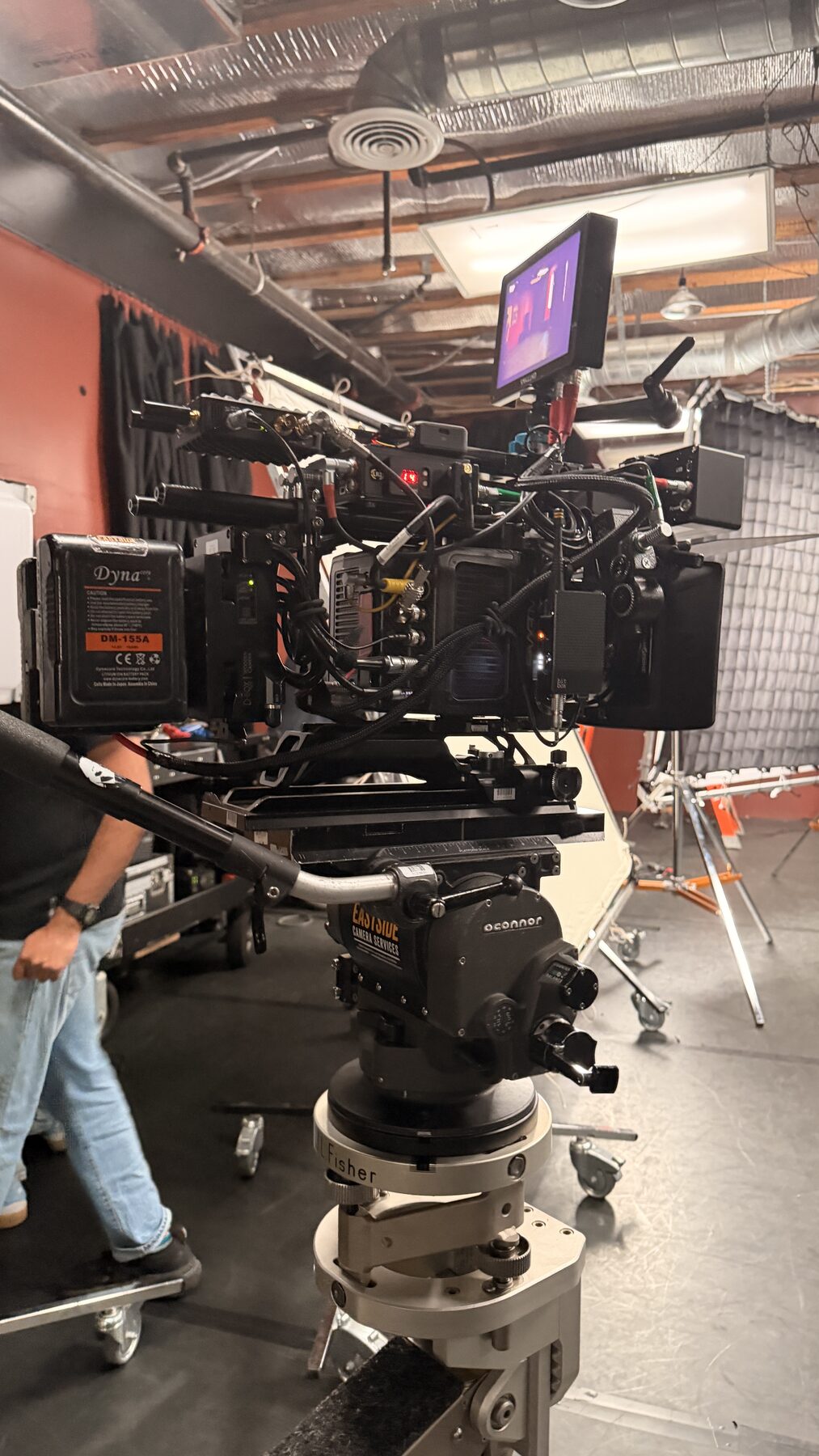 The Loudest Voice 10 Cinema camera built onto a studio pedestal for a one day shoot