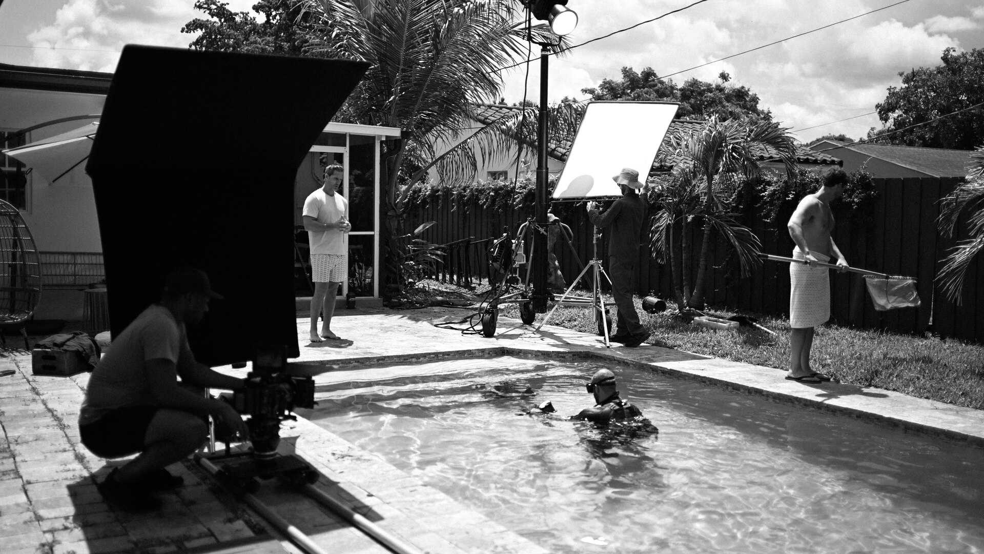 BeatBot 20 Behind the scenes of the BeatBot product launch video production, full crew and lighting at the pool