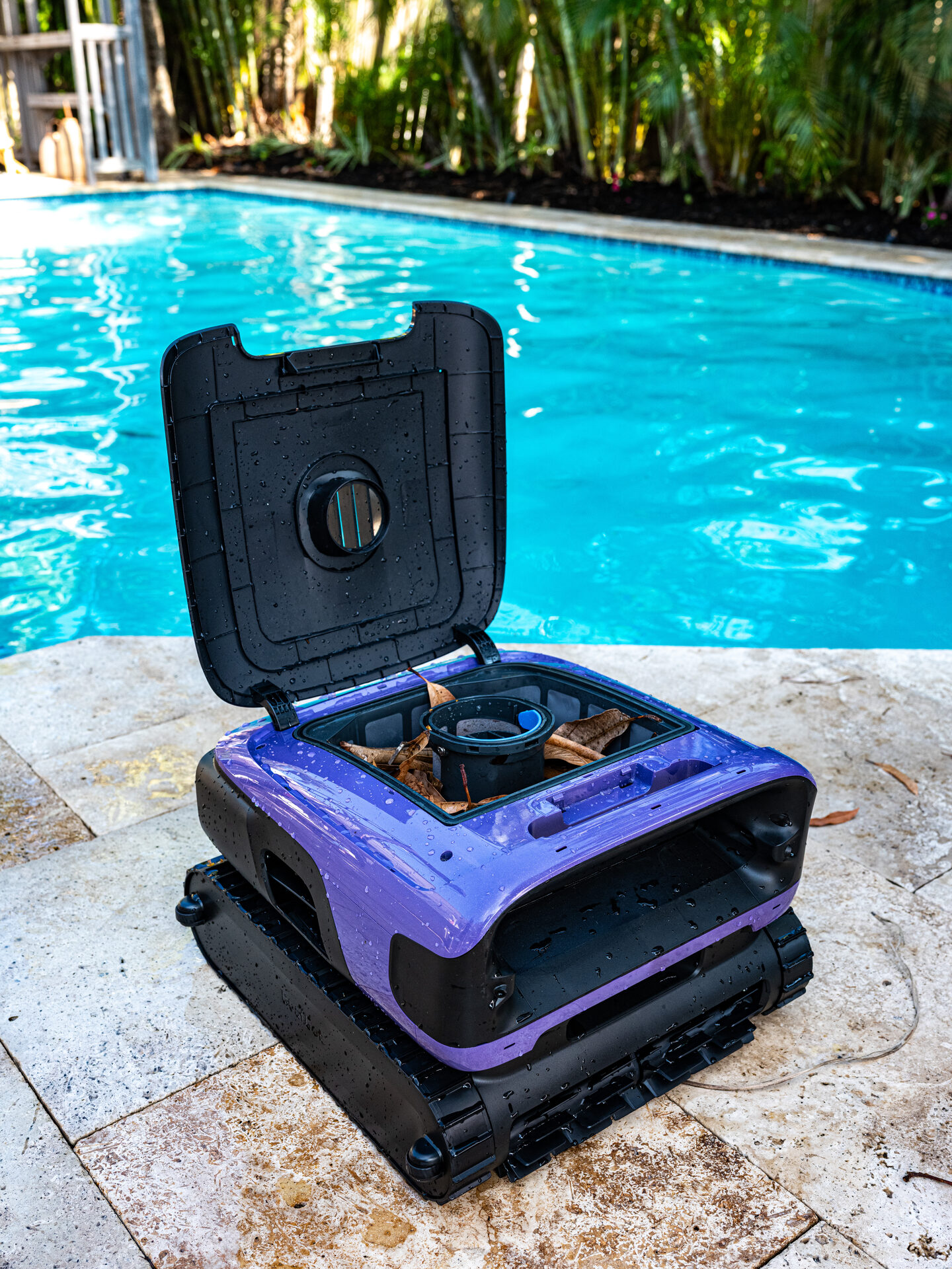 BeatBot 8 BeatBot Sora 70 with its filter basket open during the product launch photography