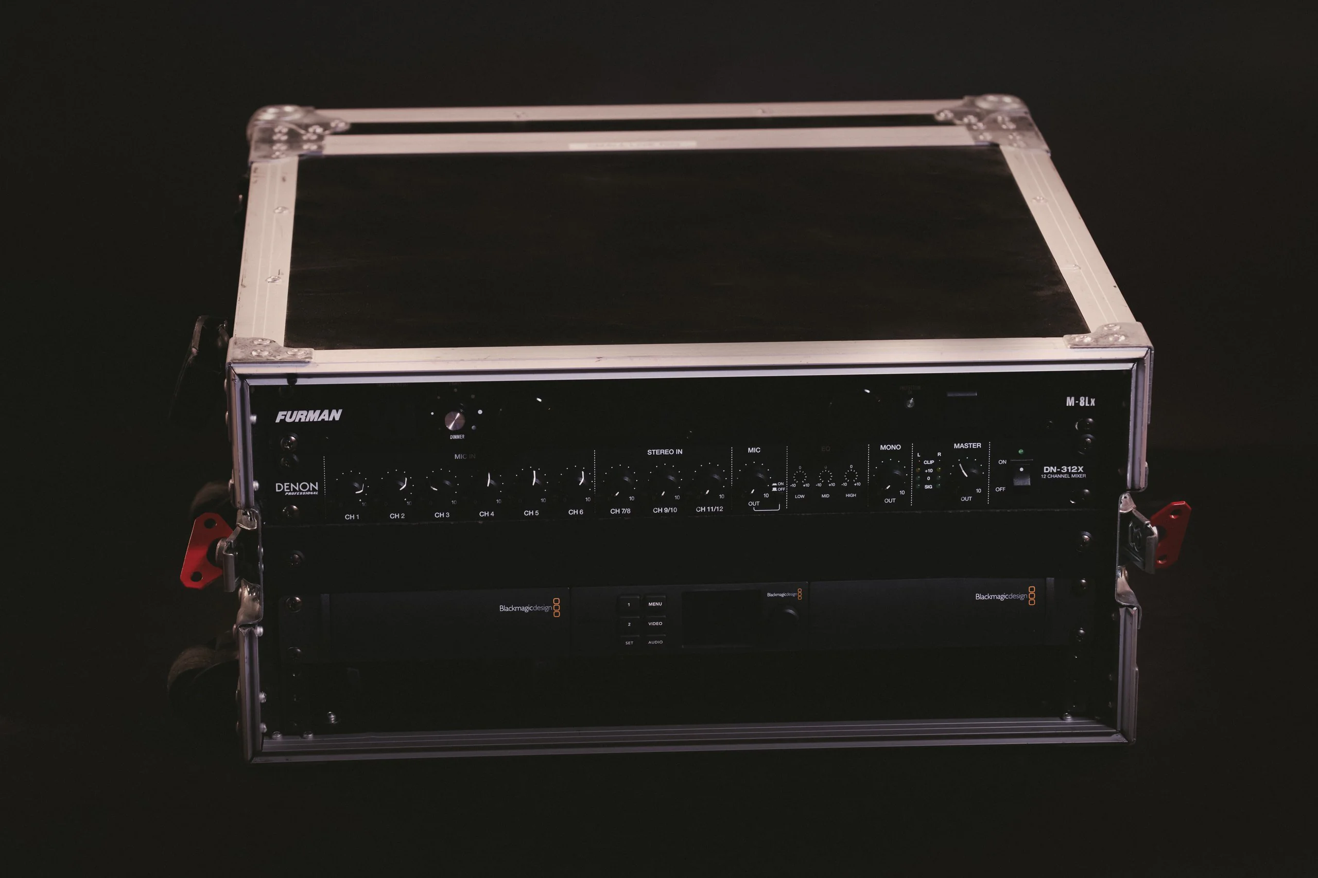 Production Gear 25 Rack case of audio and power gear from the C&I Studios package