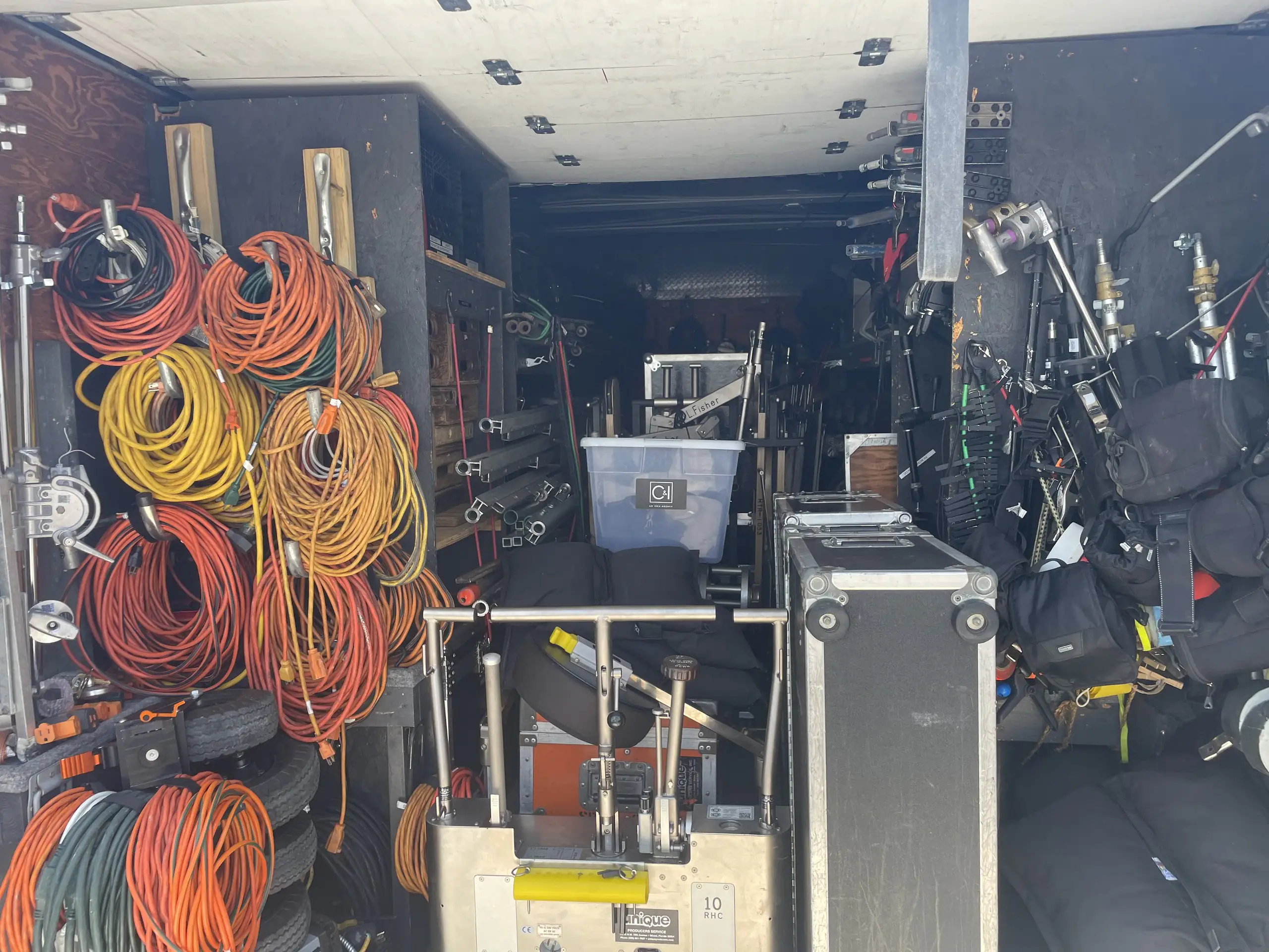 Production Gear 18 Inside the C&I Studios grip truck with cable stinger racks and cases