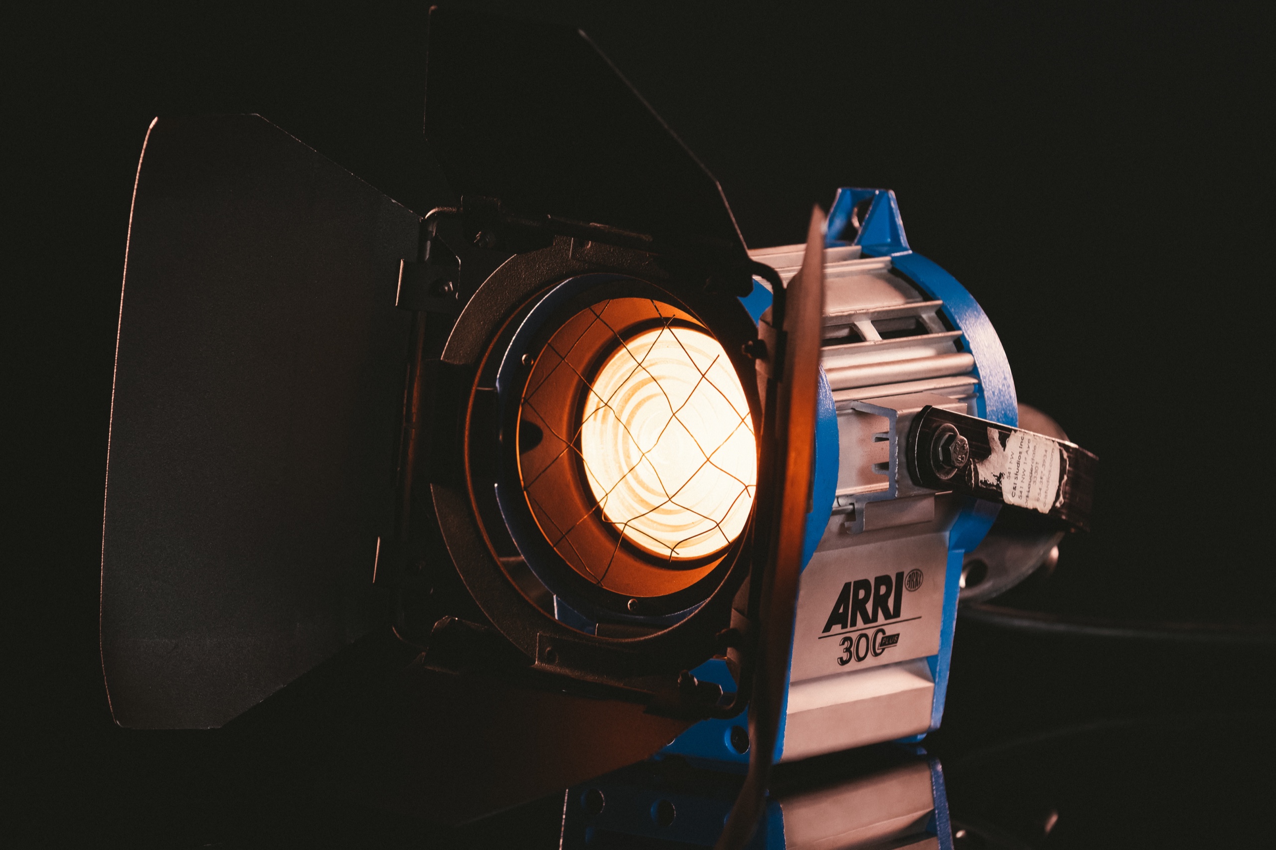 Lighting 4 ARRI 300 tungsten fresnel lit on black from the C&I Studios lighting package