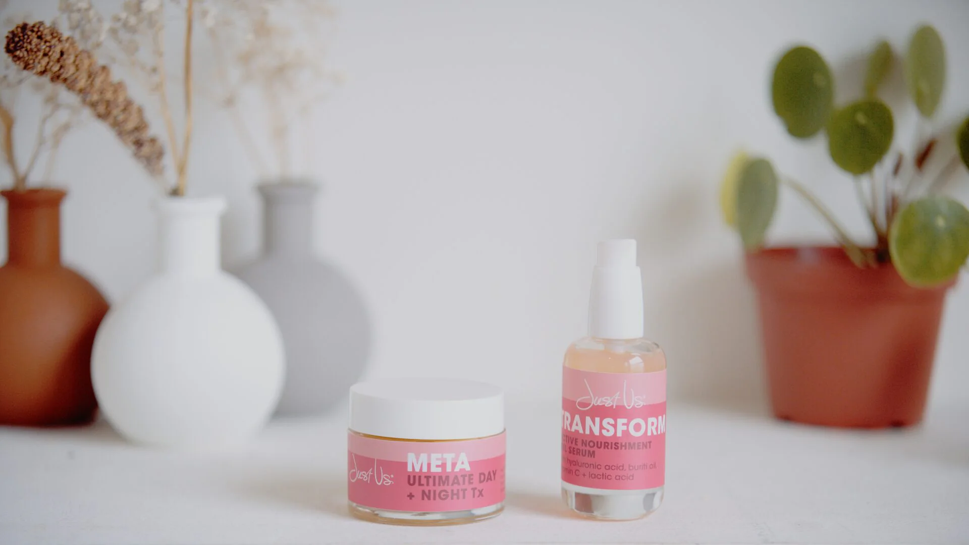 Beauty product still life of a day and night cream and serum