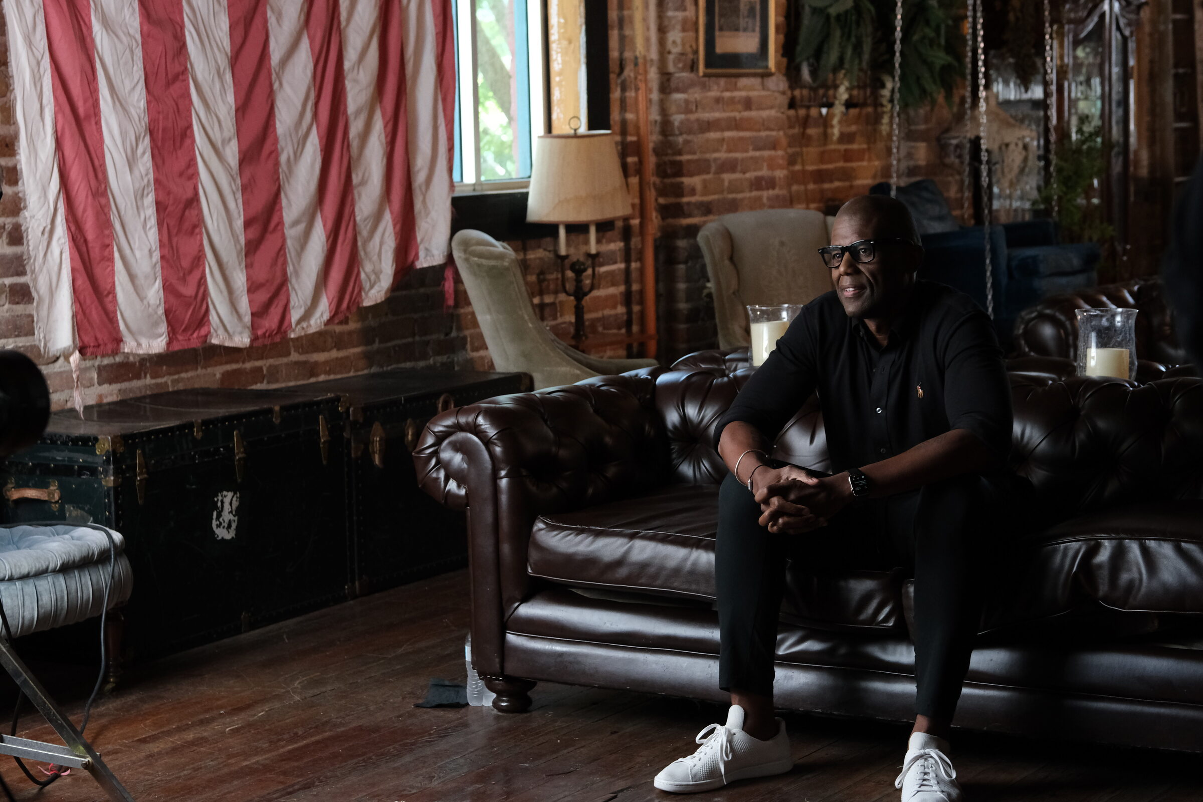 Fund Black Tech 10 Documentary interview filmed on a built set
