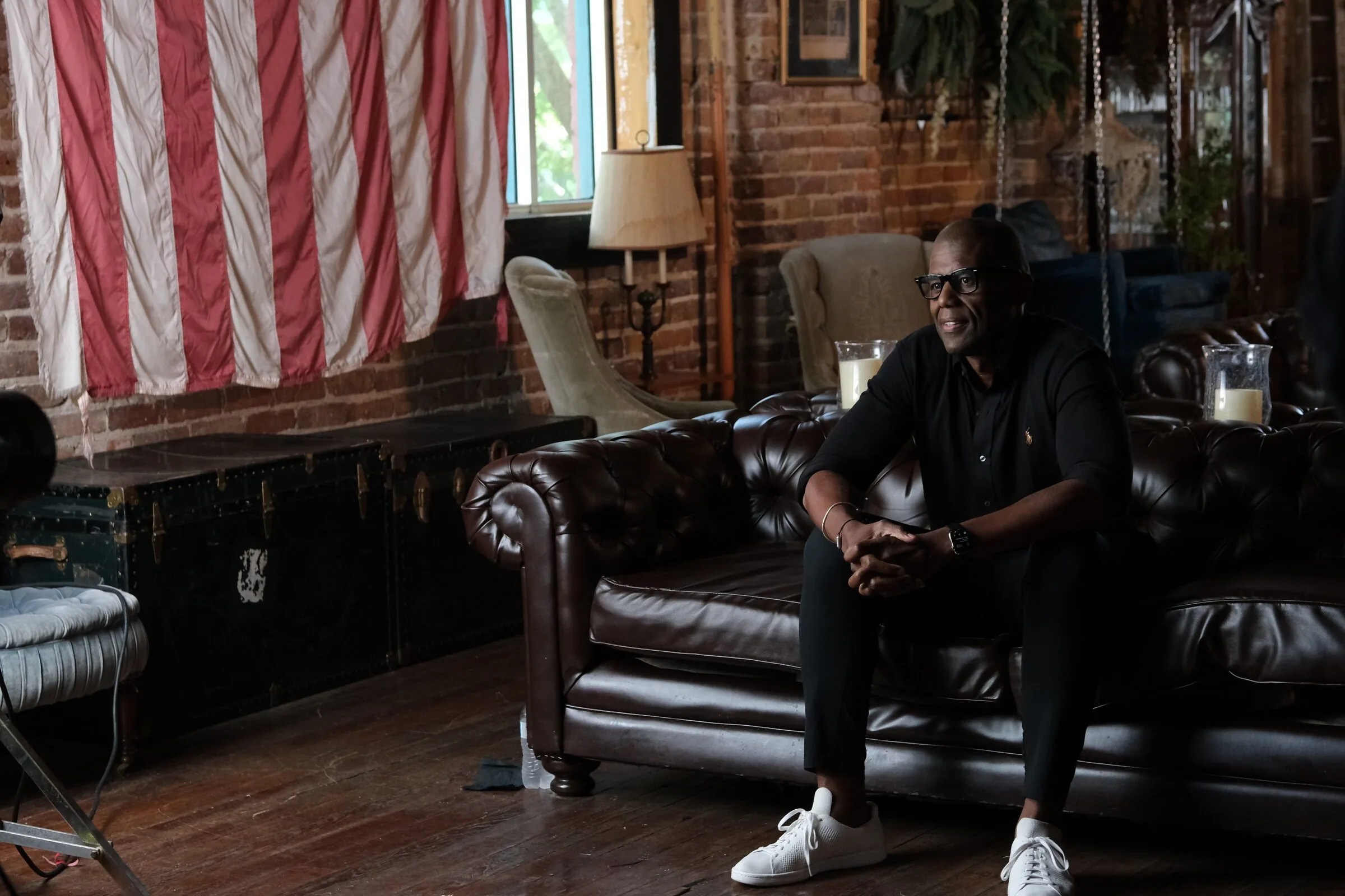 Fund Black Tech 37 Documentary interview filmed on a built set