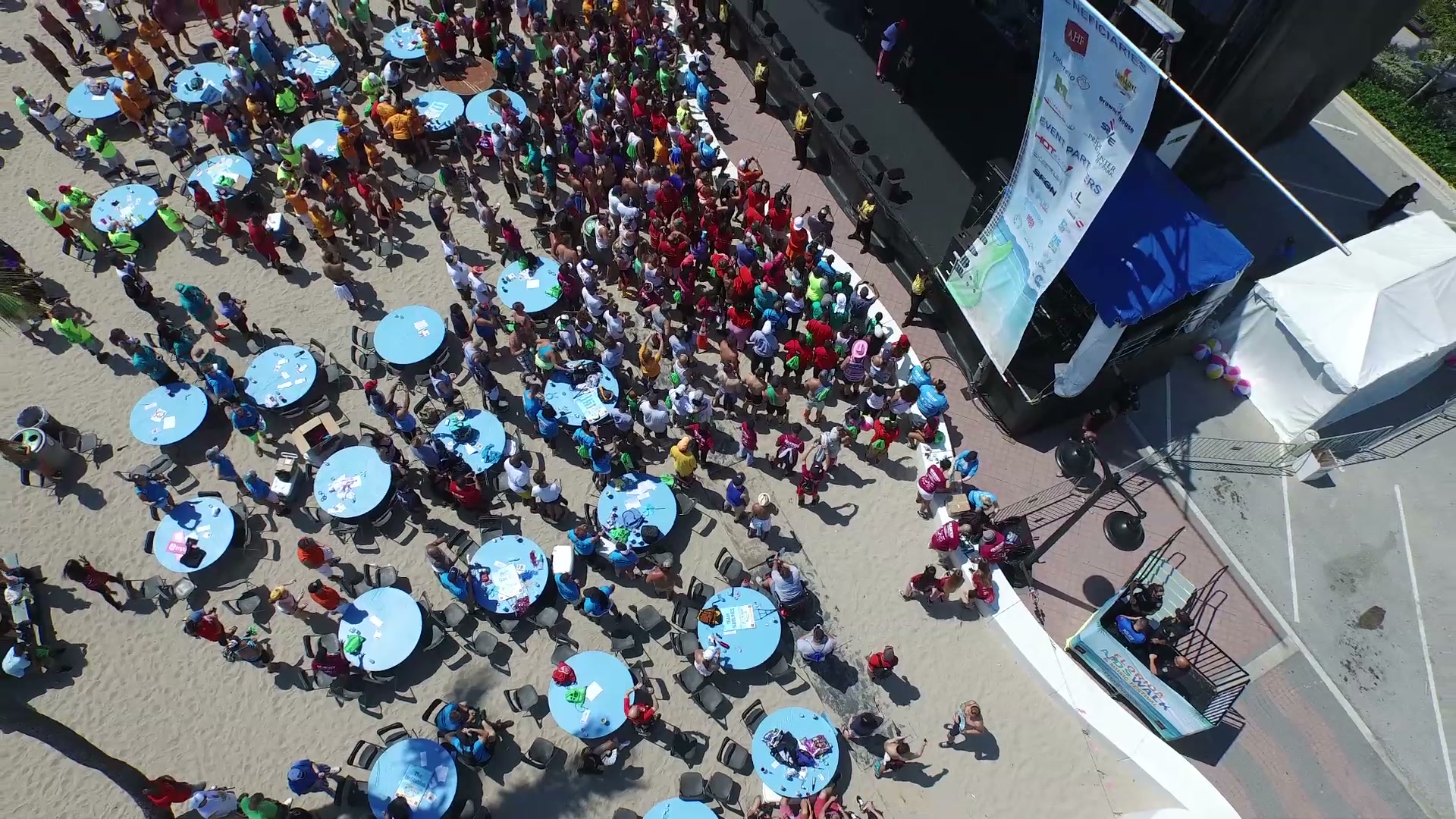 AIDS Healthcare Foundation 11 Florida AIDS Walk charity event video production aerial tables overhead by C and I Studios