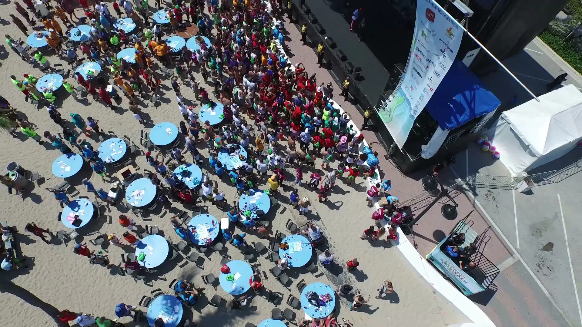 AIDS Healthcare Foundation 11 Florida AIDS Walk charity event video production aerial tables overhead by C and I Studios