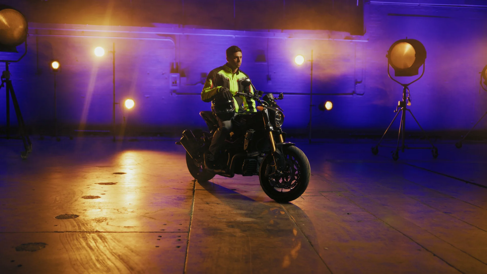 Los Angeles Studio Rental. Inside Our 30,000 Sq Ft Studio 2 Motorcycle shoot lit against the brick wall on the floor of the Los Angeles studio rental