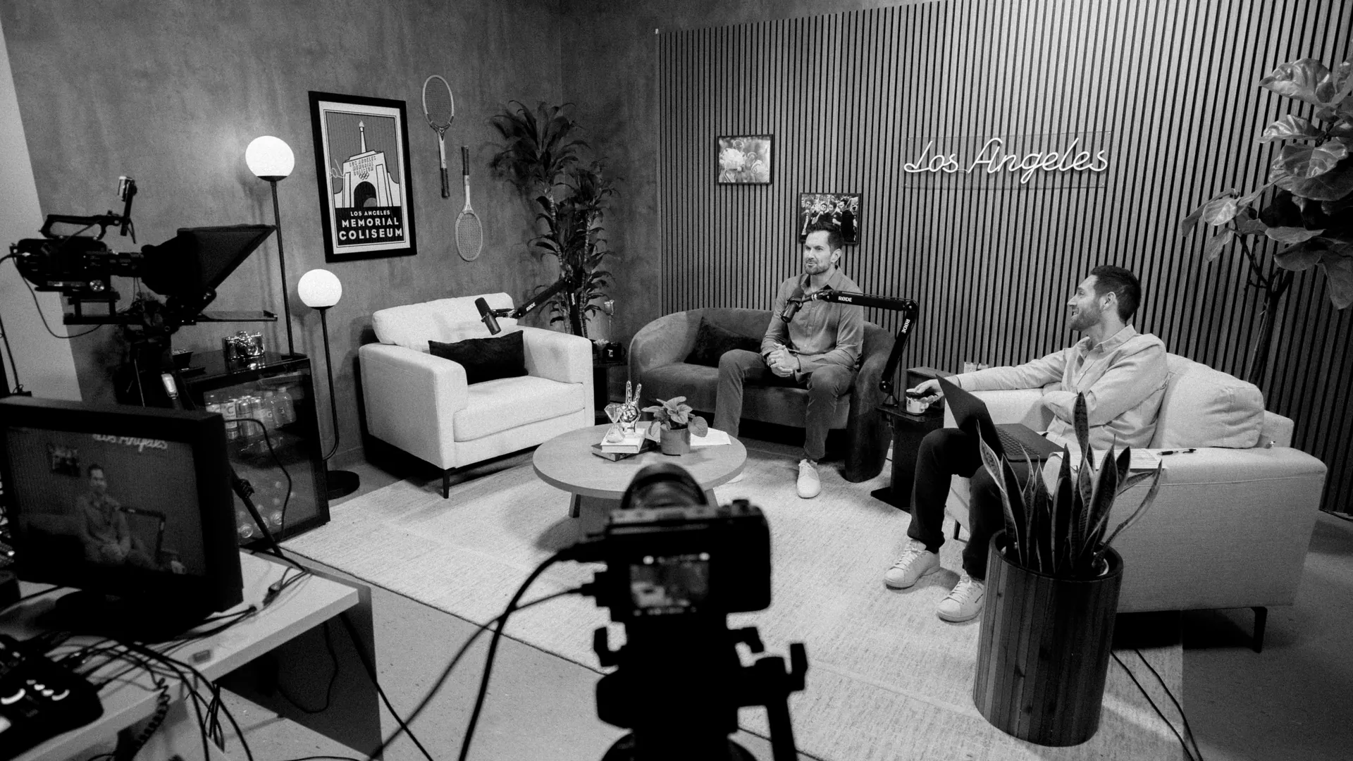 Tennis Channel 16 Throwbacks podcast set in Los Angeles during the Tennis Channel shoot
