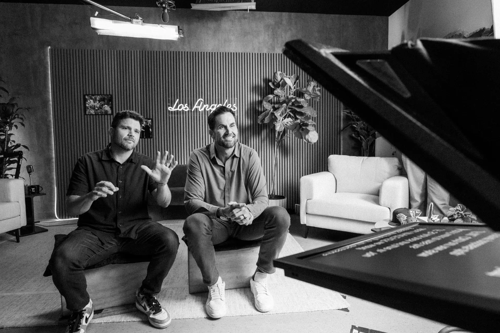 Tennis Channel 18 Jerry Ferrara and Matt Leinart recording Throwbacks in Los Angeles