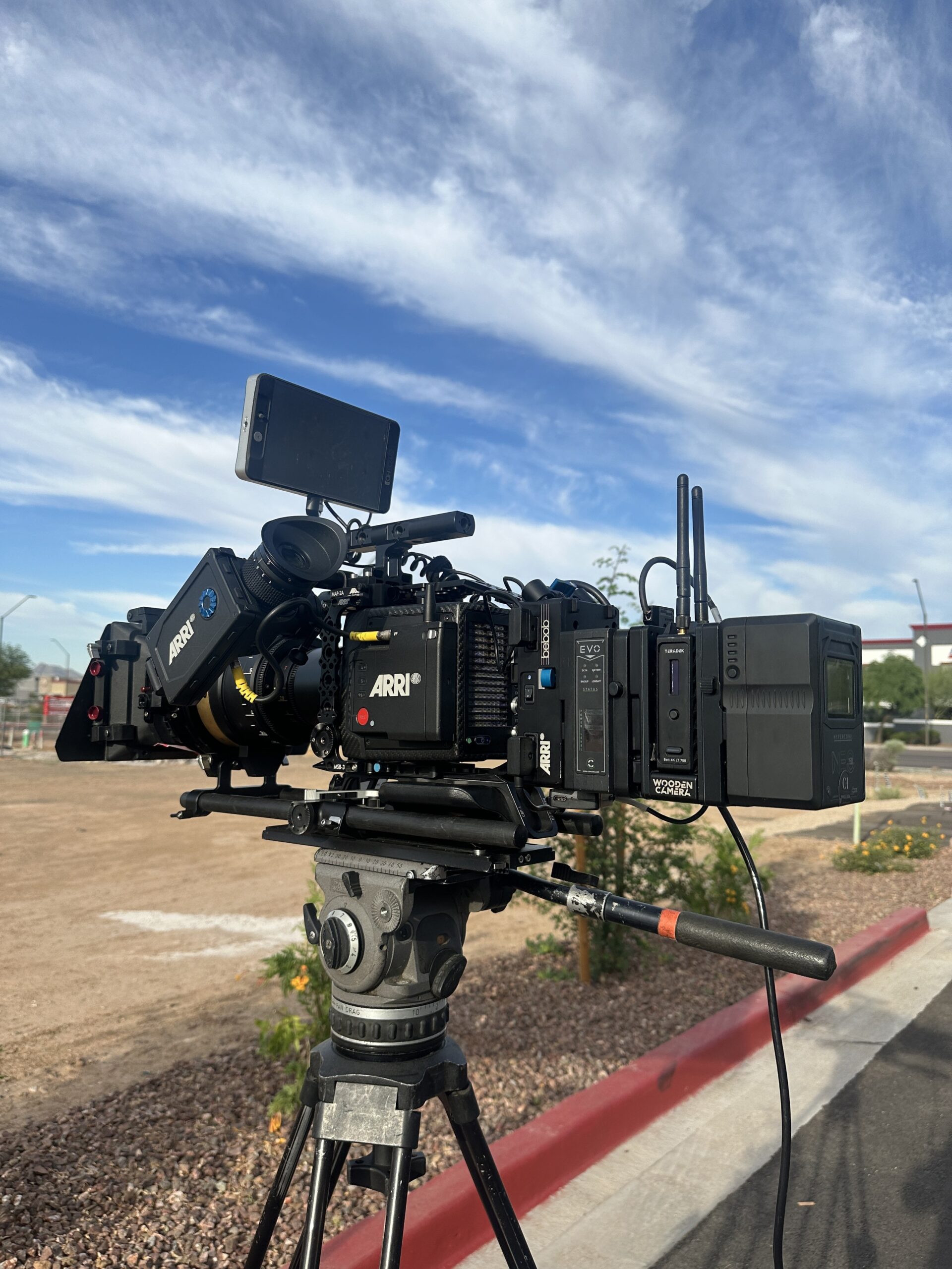 Hawk Lenses 3 ARRI Alexa Mini LF built on sticks for an exterior shoot with C&I Studios