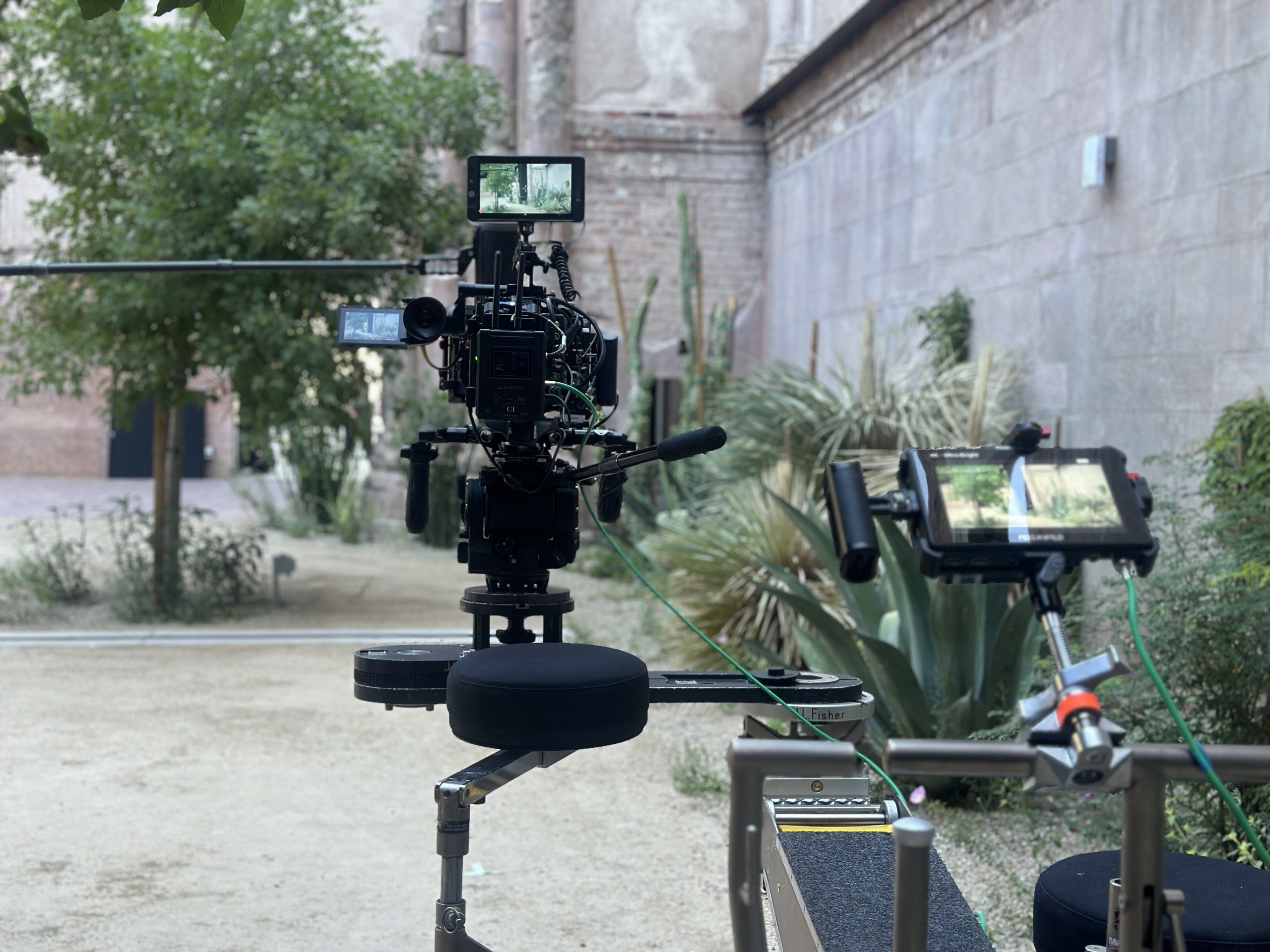 Hawk Lenses 1 ARRI Alexa Mini LF on a Fisher dolly in a courtyard location with C&I Studios