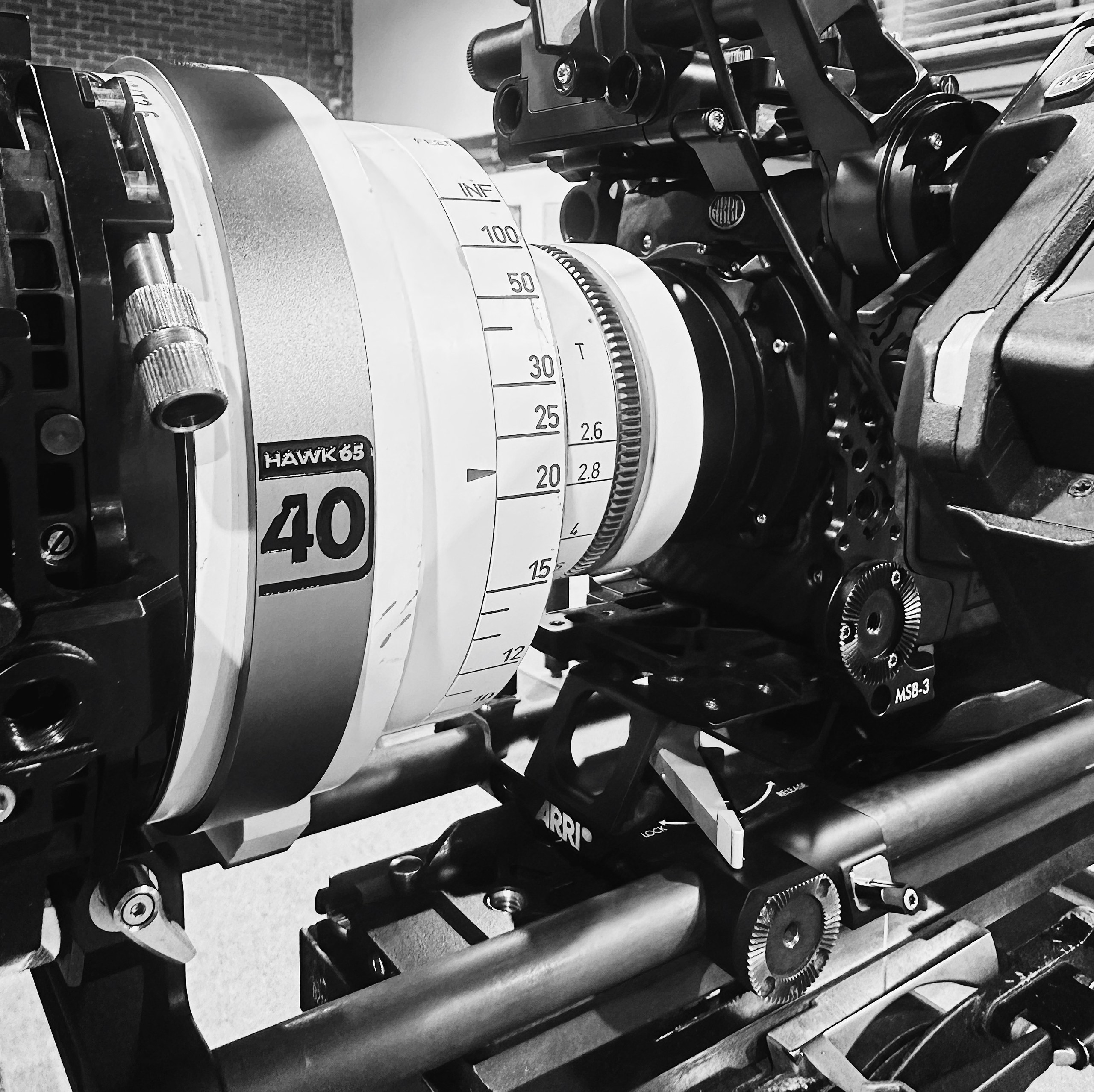Hawk Lenses 4 Hawk65 40mm anamorphic lens mounted on an ARRI Alexa Mini LF at C&I Studios