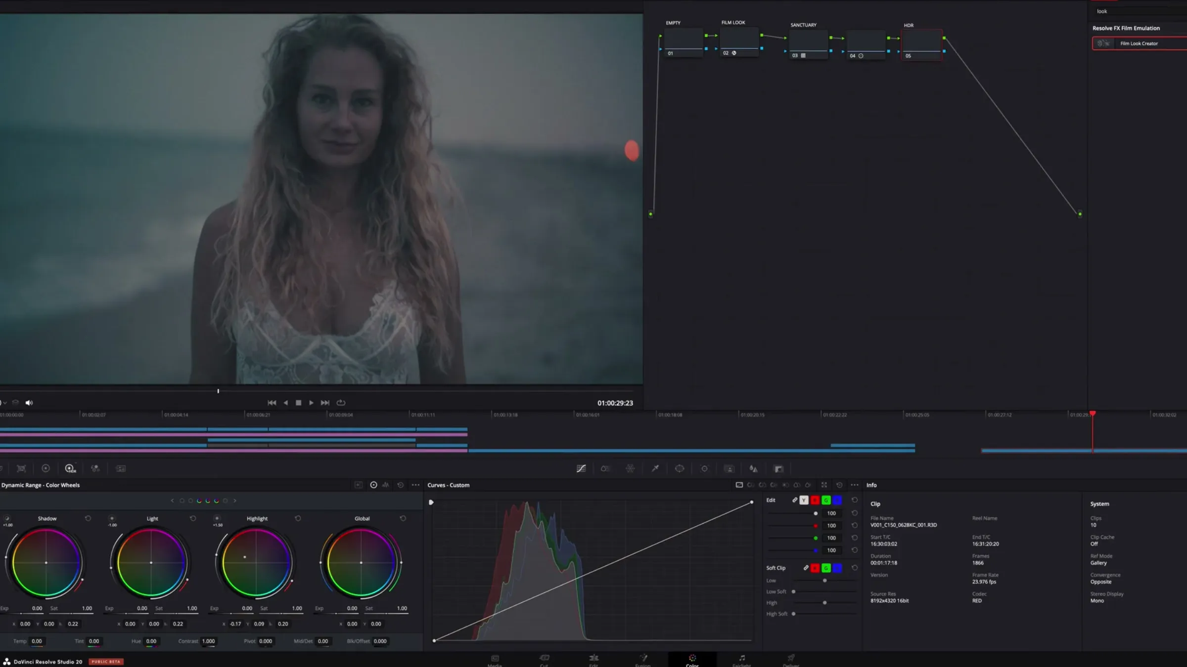 What Color Grading Does to Your Brand Video 2 Color grading node tree and curves for a brand video in DaVinci Resolve