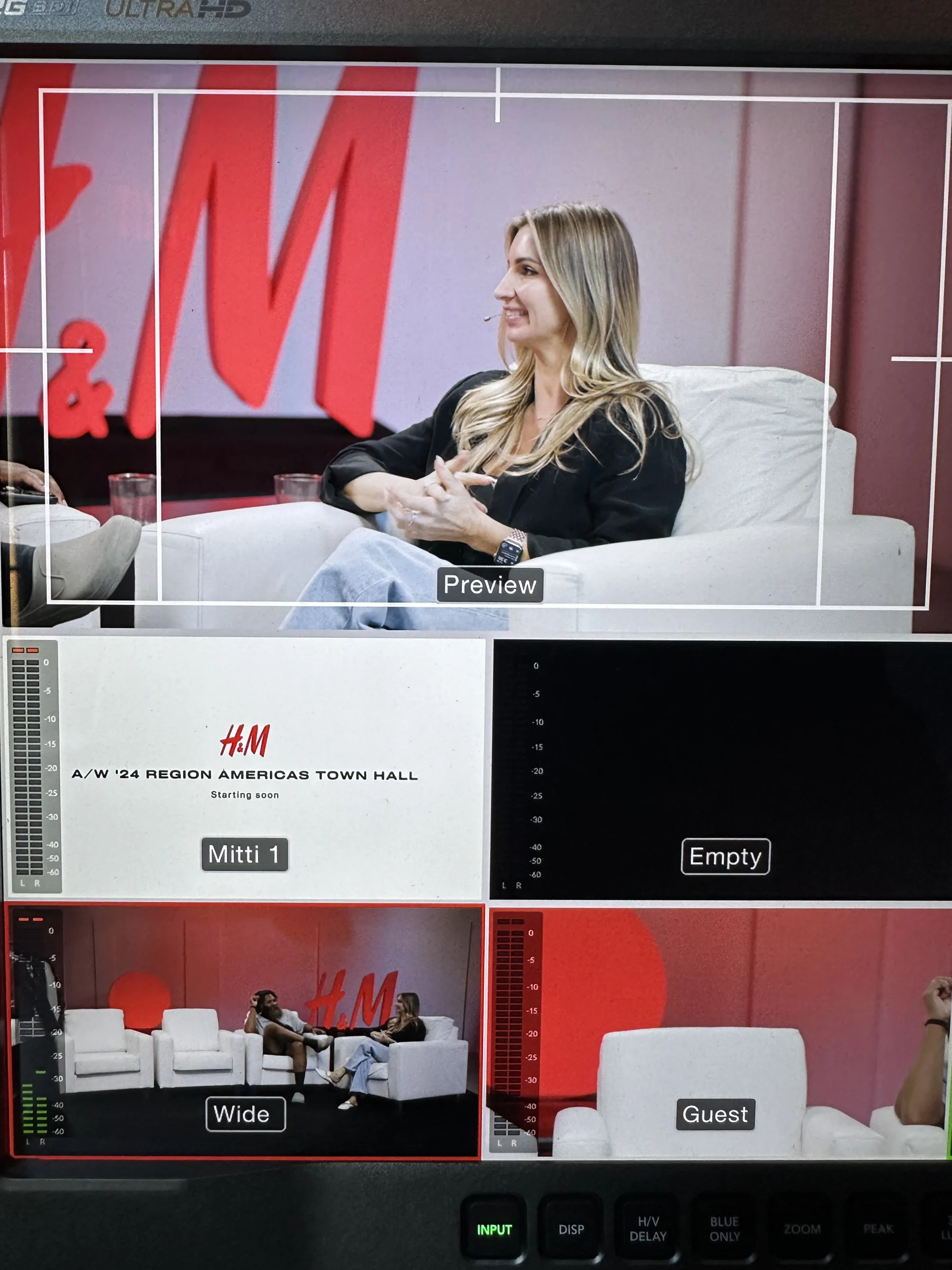 Live Streaming Production Company 1 Blackmagic switcher multiview during the H&M Americas town hall live broadcast