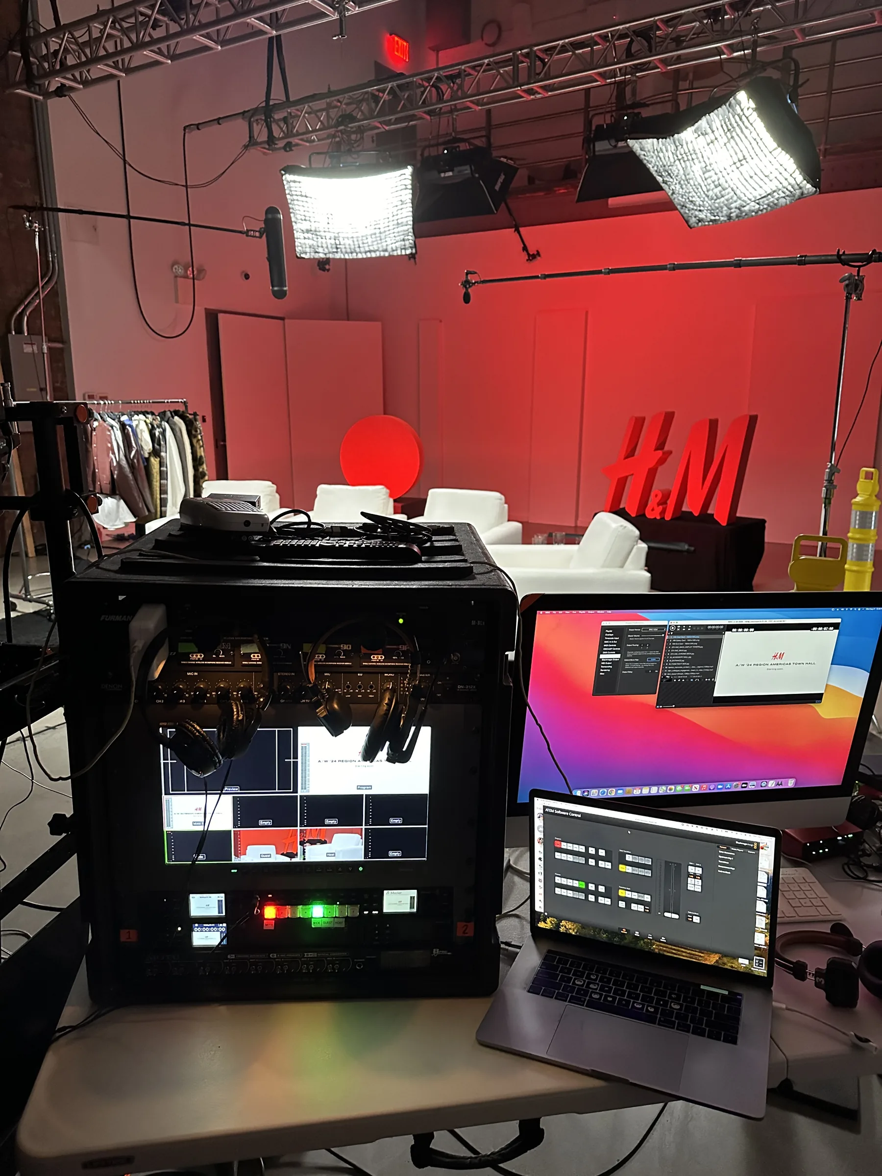 Live Streaming Production Company 2 Live streaming control room setup for the H&M town hall broadcast
