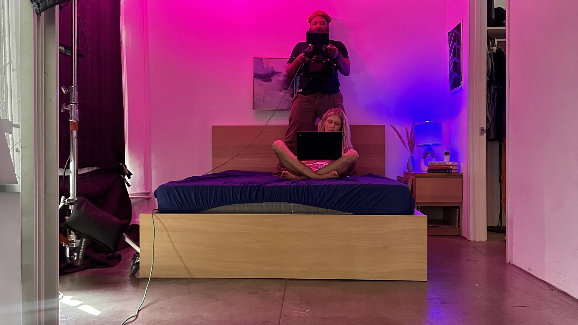 Thundr 7 Bedroom set built and lit in pink at the C&I Studios Los Angeles loft for Thundr